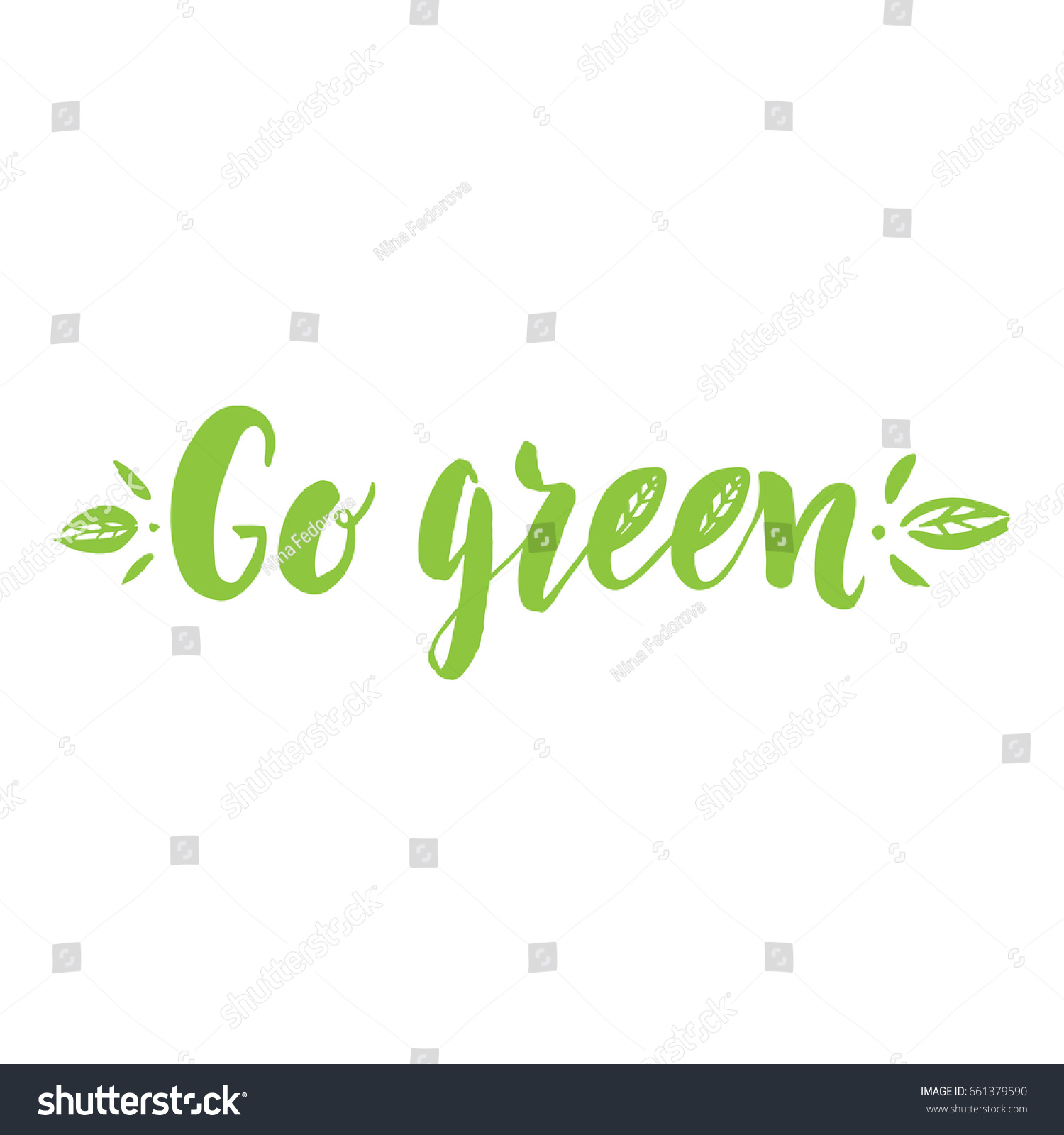 Vector hand drawn sign.Calligraphy Go green. - Royalty Free Stock ...