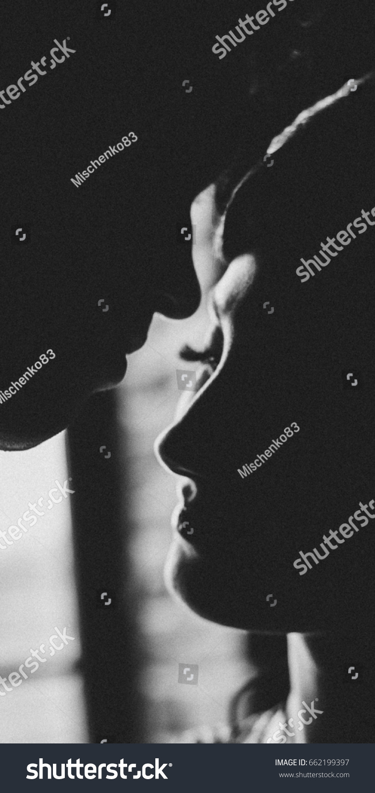Silhouette. Falling in love. Romanticism. Kiss. #662199397