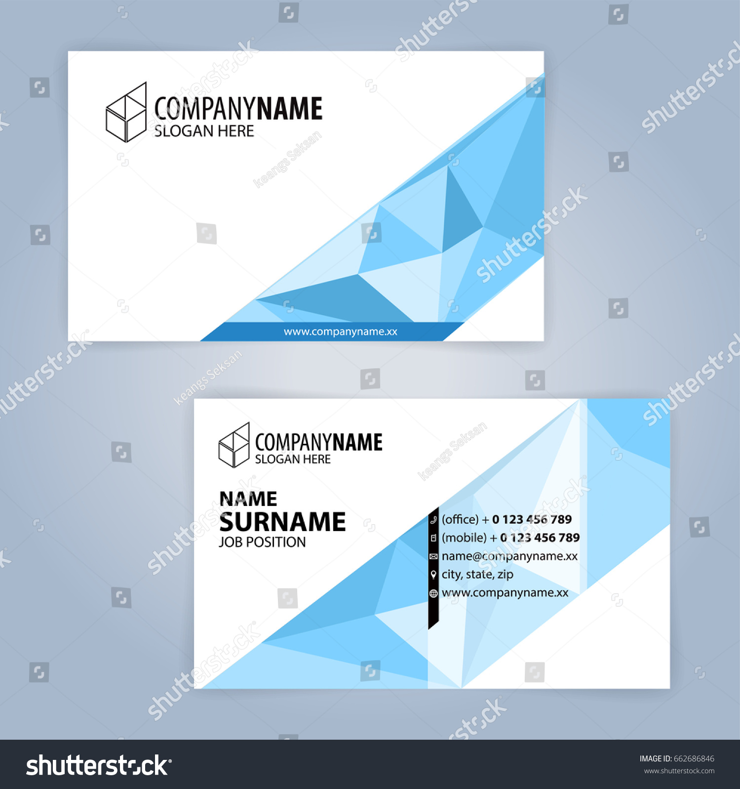 Business card template. Blue and white, - Royalty Free Stock Vector ...