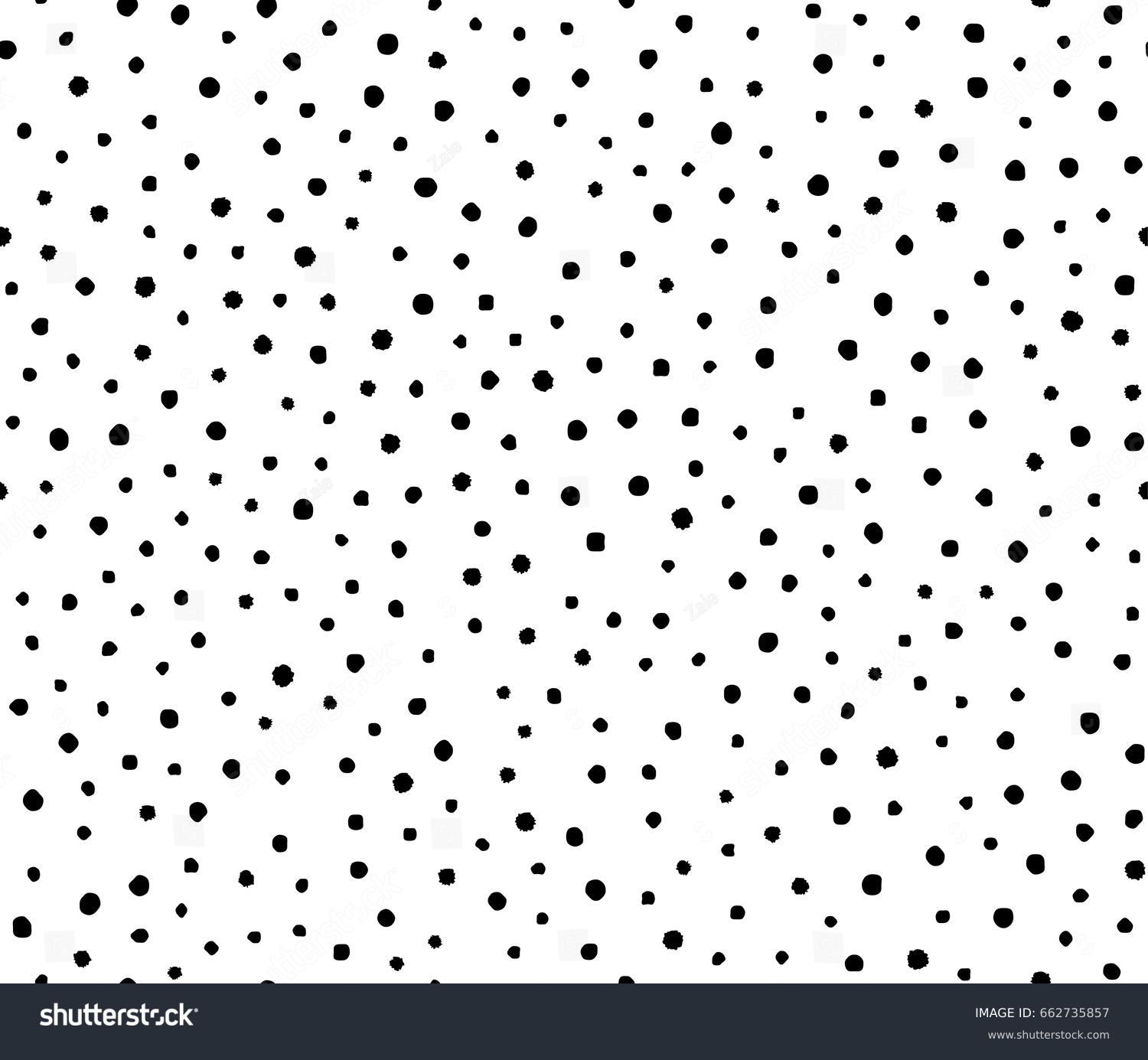 Vector illustration of seamless black dot pattern with different grunge effect rounded spots isolated on white background #662735857