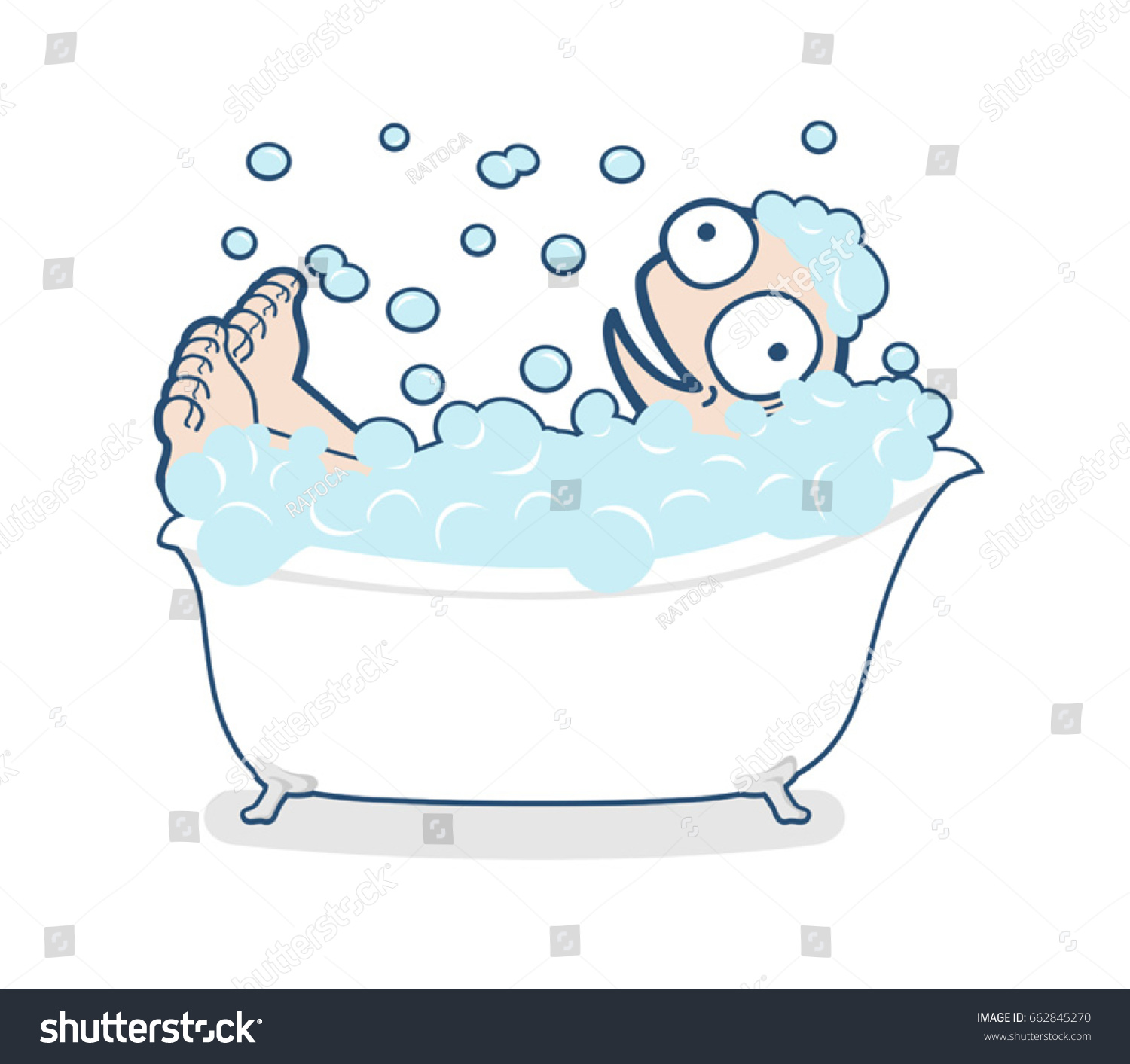 illustration of funny man taking a bath - Royalty Free Stock Vector ...