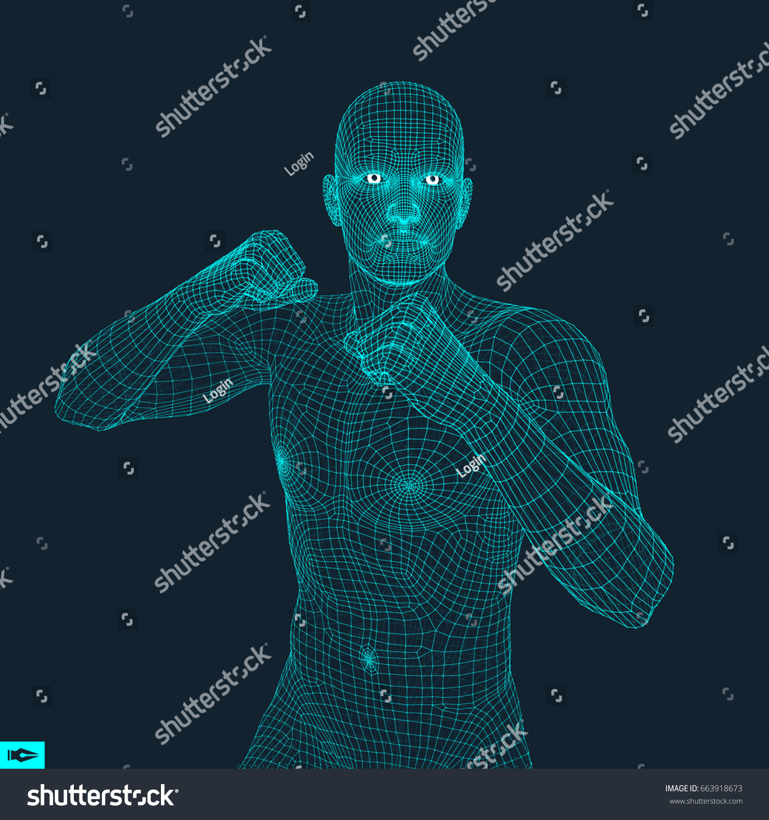 Boxer. Fighting Man. 3D Model of Man. Polygonal - Royalty Free Stock ...