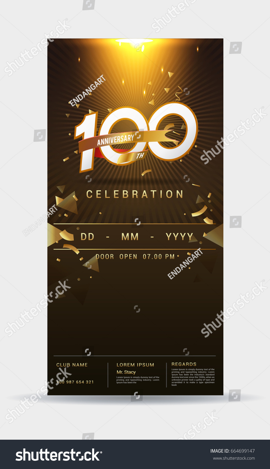 100 Years Anniversary Invitation Card Shiny Royalty Free Stock