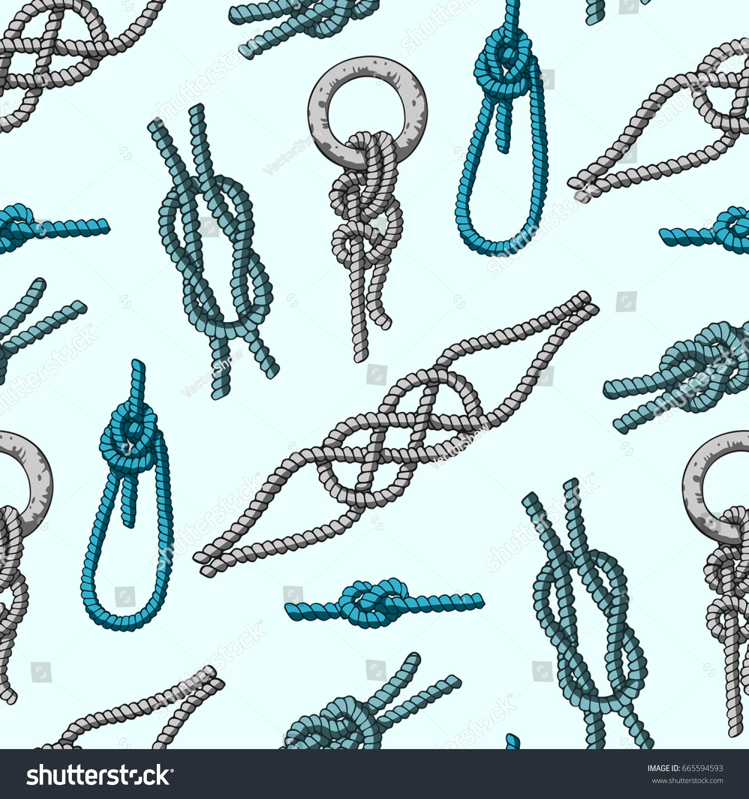 Different Sea Boat Knots Types Noose Rope Vector Royalty Free Stock