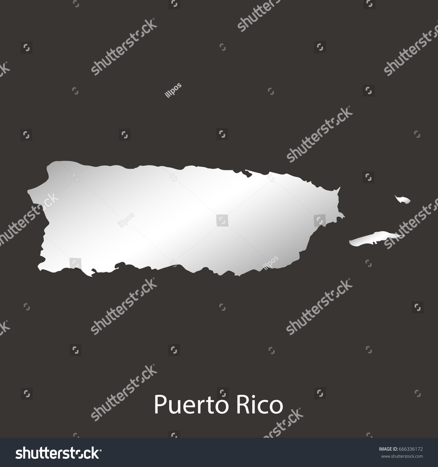 Puerto Rico map,border with chrome,metal shine - Royalty Free Stock ...