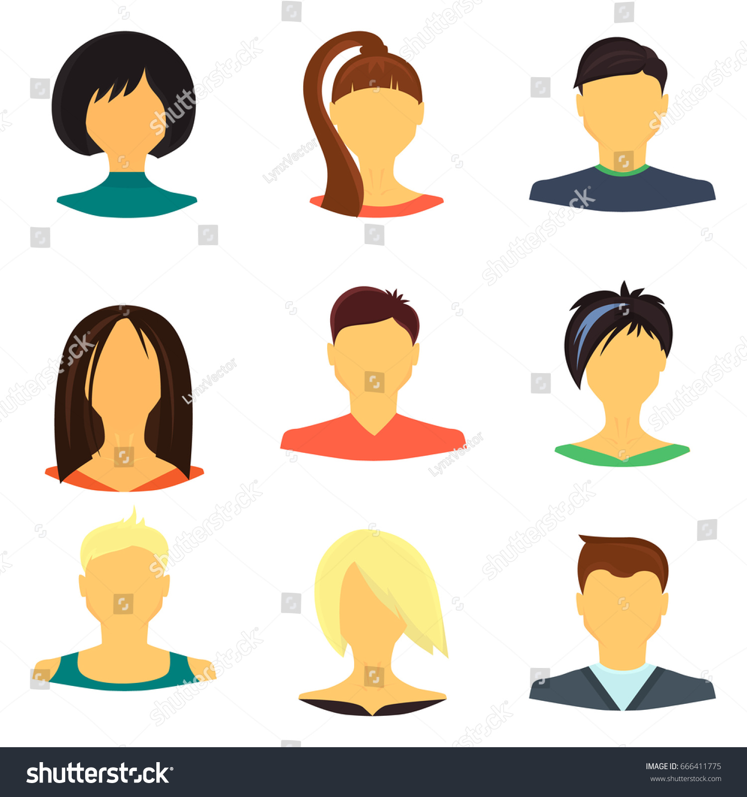 Man and woman avatar color flat icons set for - Royalty Free Stock ...