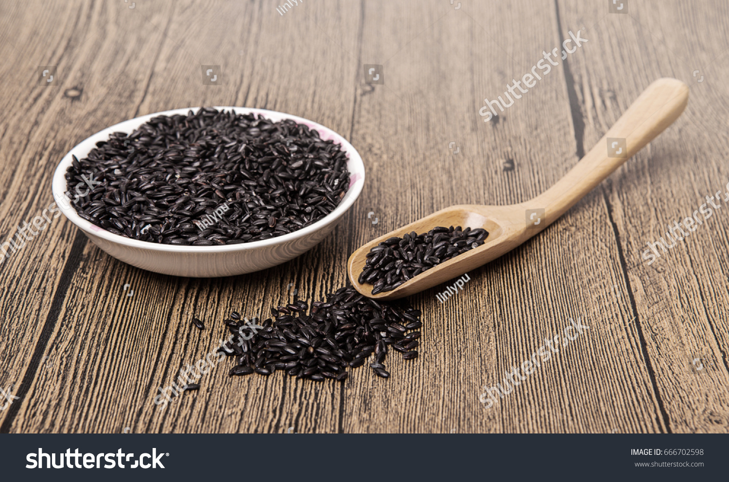 Black rice is on the table #666702598