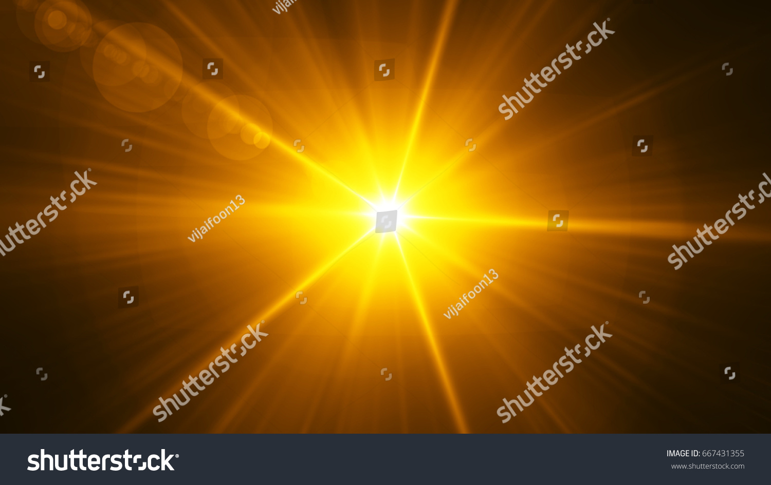 Realistic Lens Flare ,Sun Flare on black background object design. #667431355