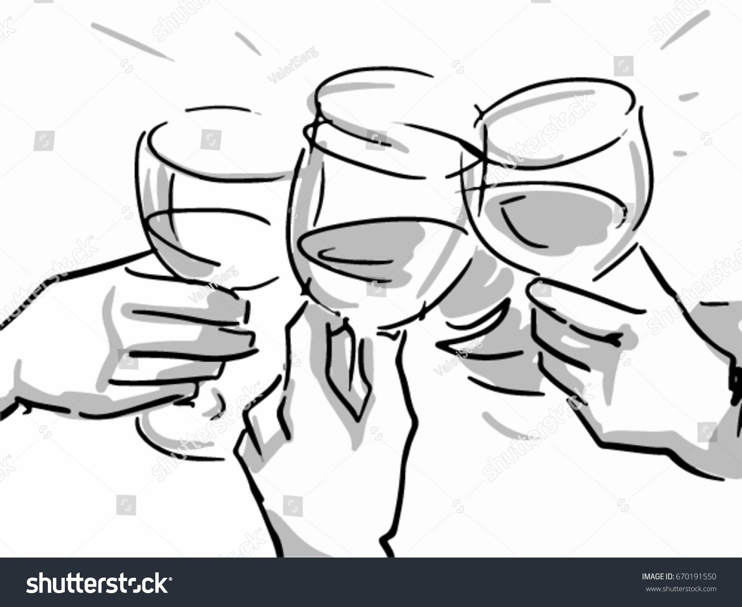 Clink glasses vector sketch. Drinking wine, - Royalty Free Stock Vector ...