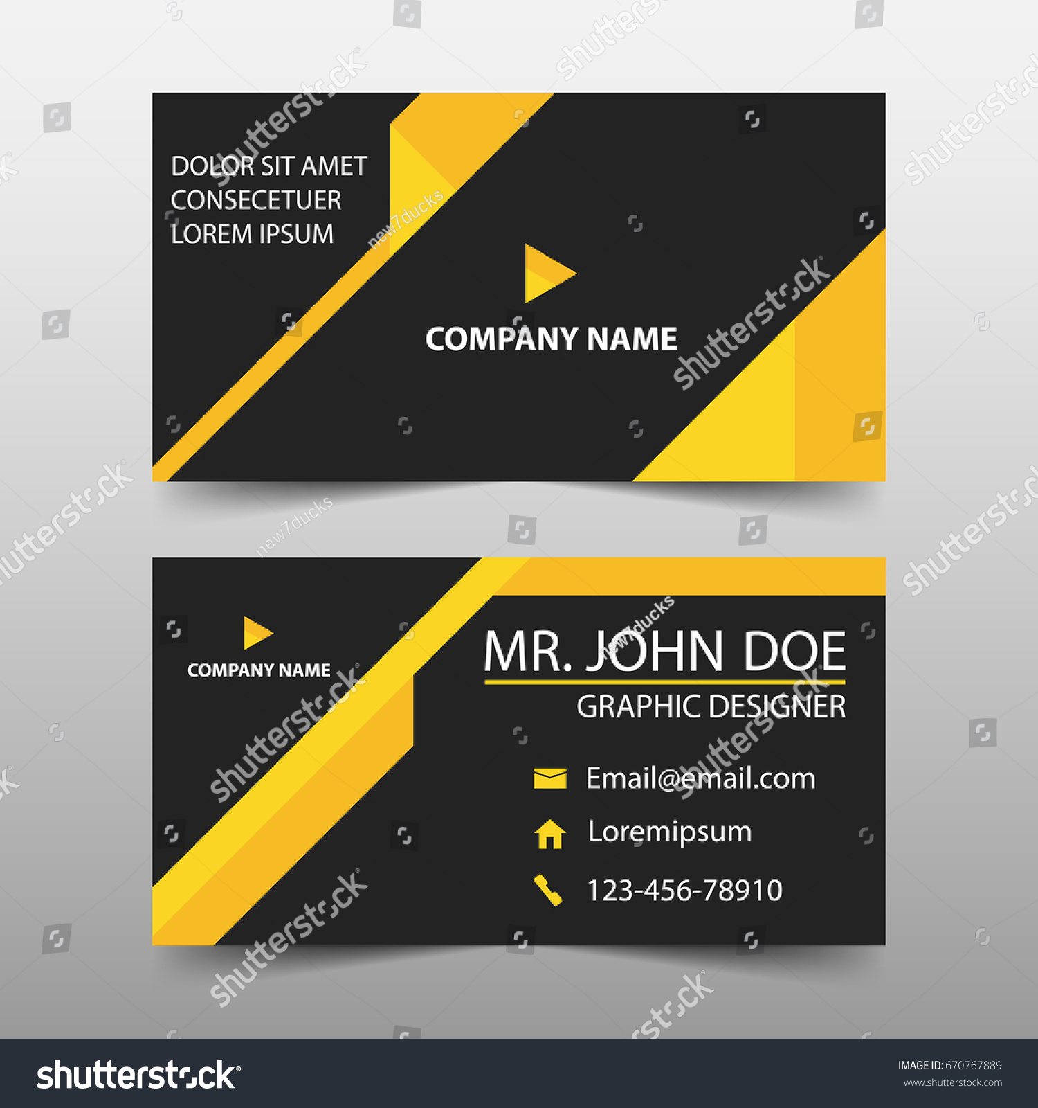 Yellow Corporate Business Card Name Card Royalty Free Stock Vector