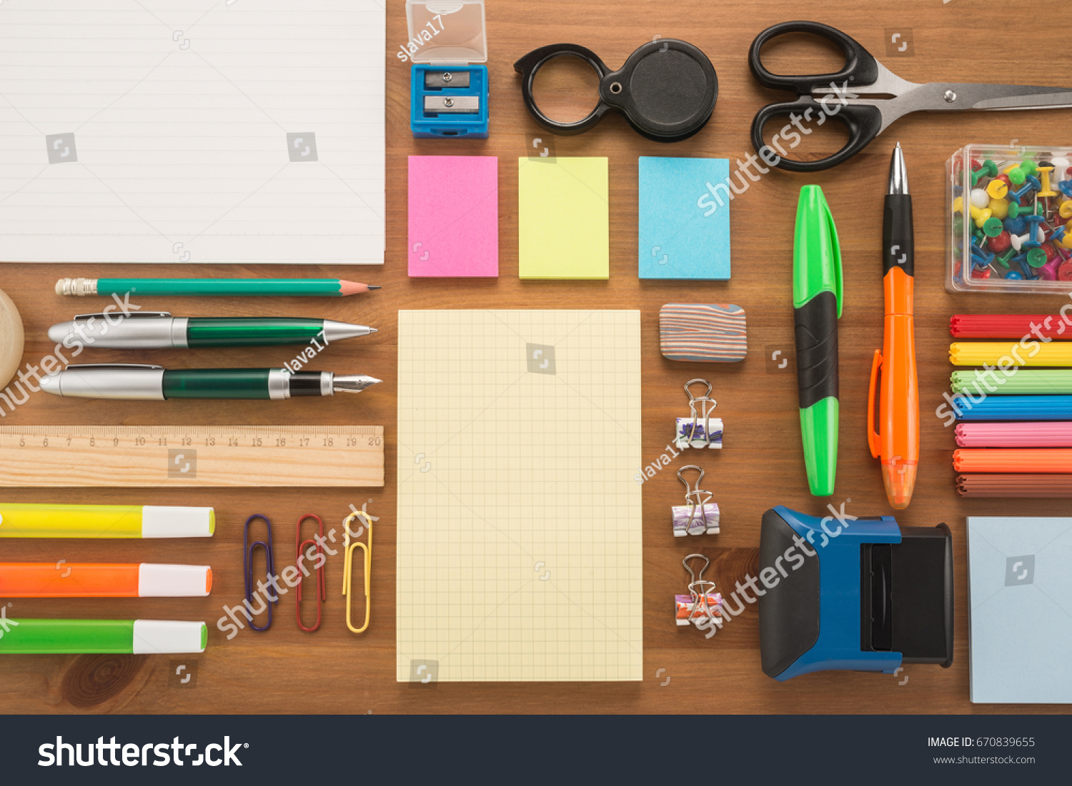 School office supplies on a table #670839655