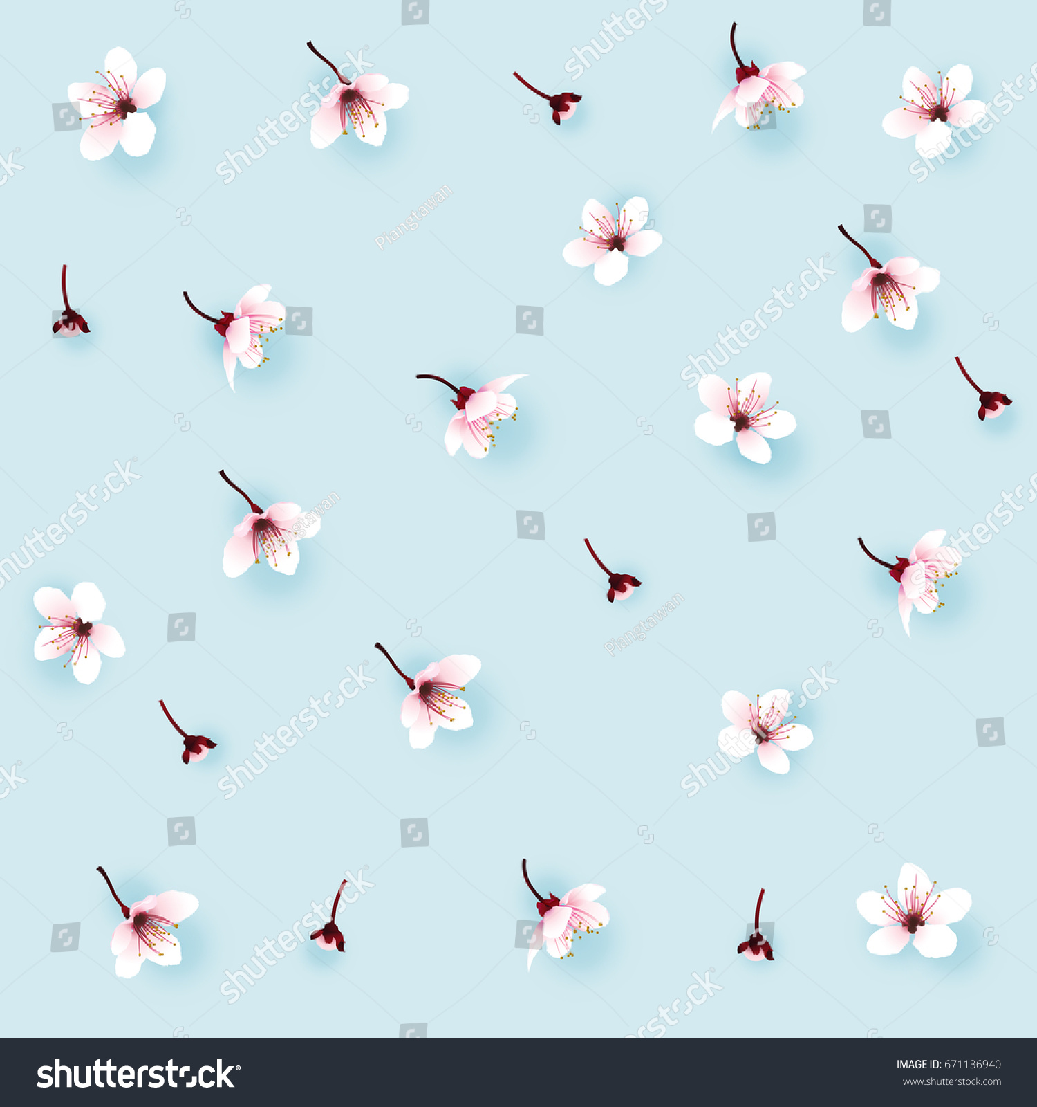 Cherry blossom, sakura flowers falling on sweet - Royalty Free Stock ...