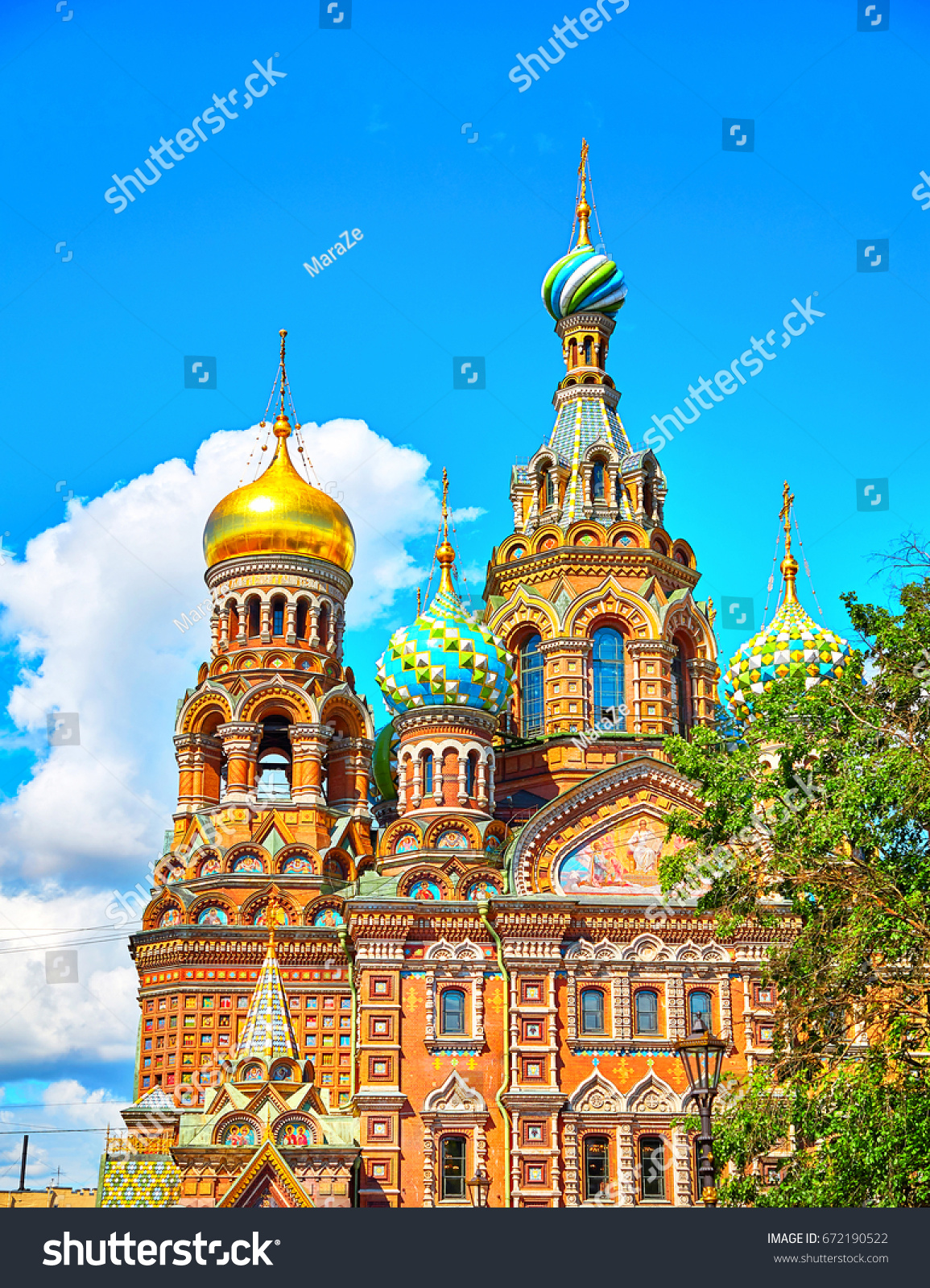 Famous church of the Savior on Spilled Blood in Saint Petersburg, Russia. #672190522