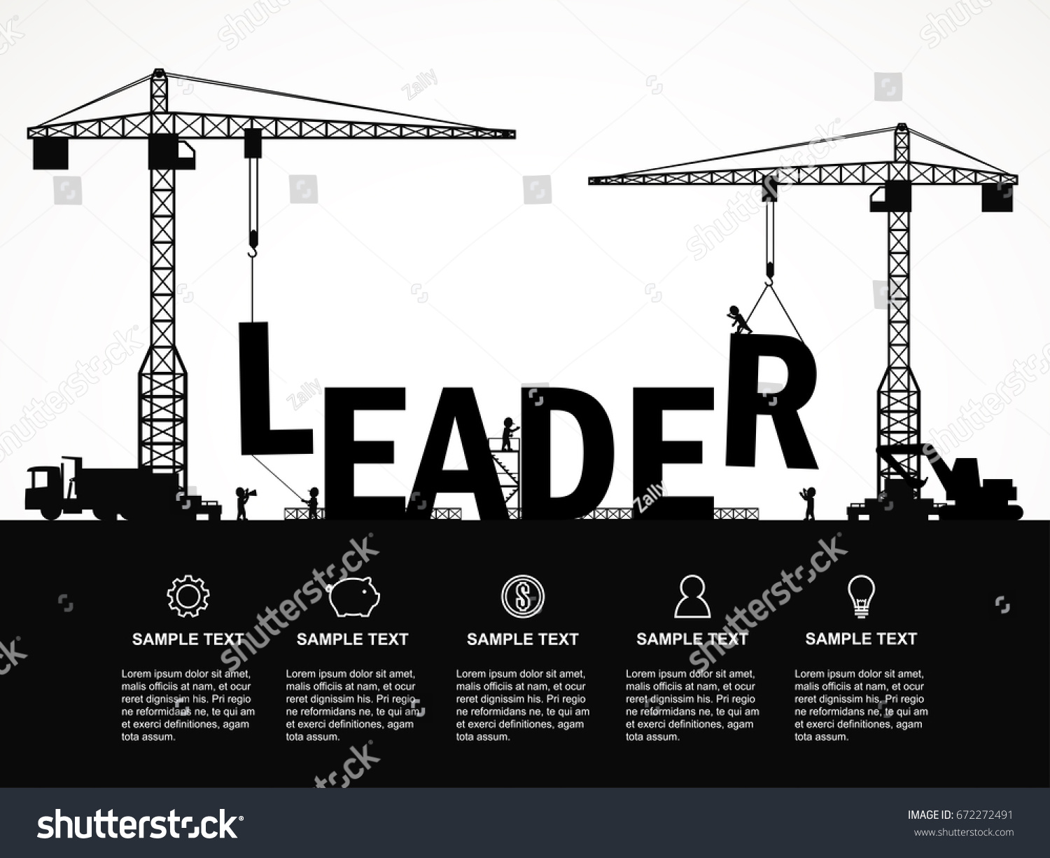 Crane and leader building. Infographic Template. - Royalty Free Stock ...