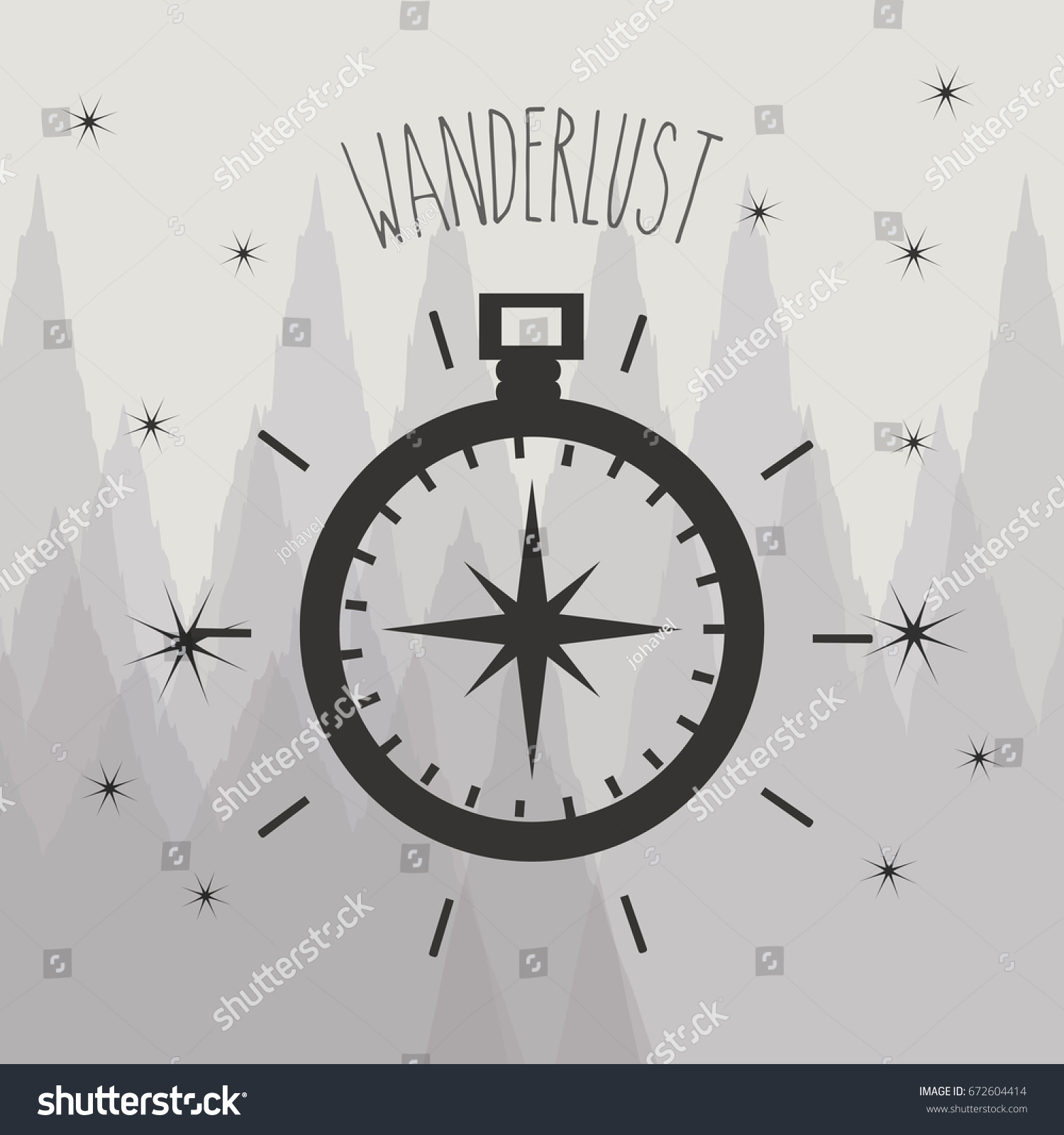 wonderlust symbol with compass ubication to - Royalty Free Stock Vector ...