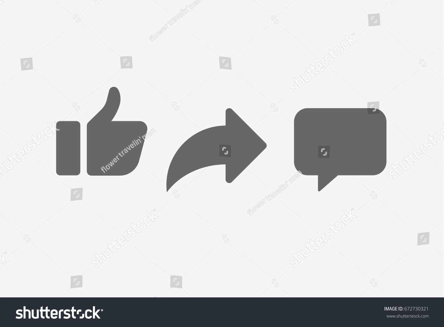 Abstract vector like comment share icon set. Social network signs. #672730321