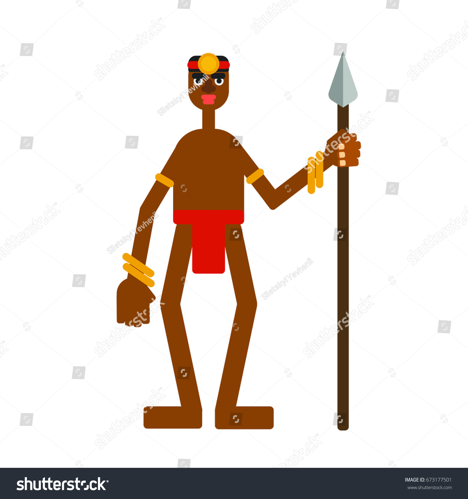 African warrior with a spear - Royalty Free Stock Vector 673177501 ...