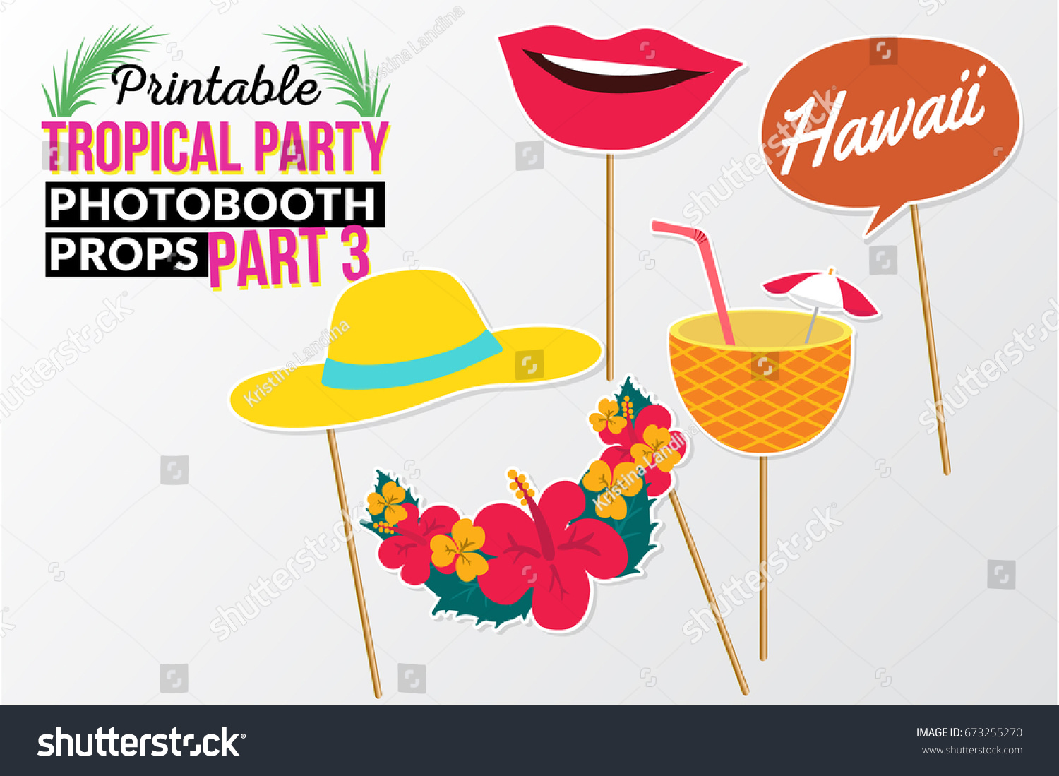 Set of printable tropical party photo booth - Royalty Free Stock Vector ...