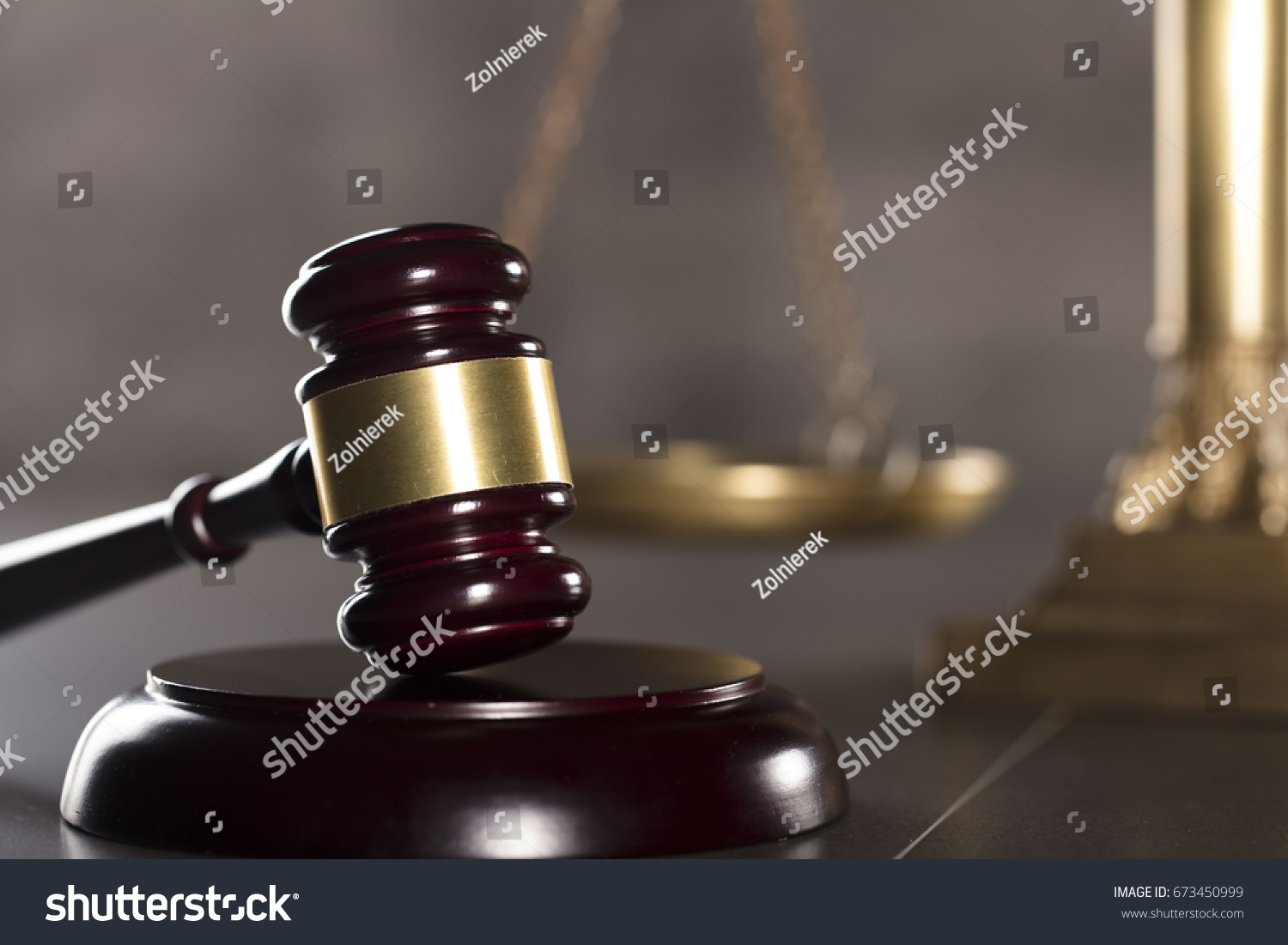 Gavel. Law concept. Gray background. #673450999