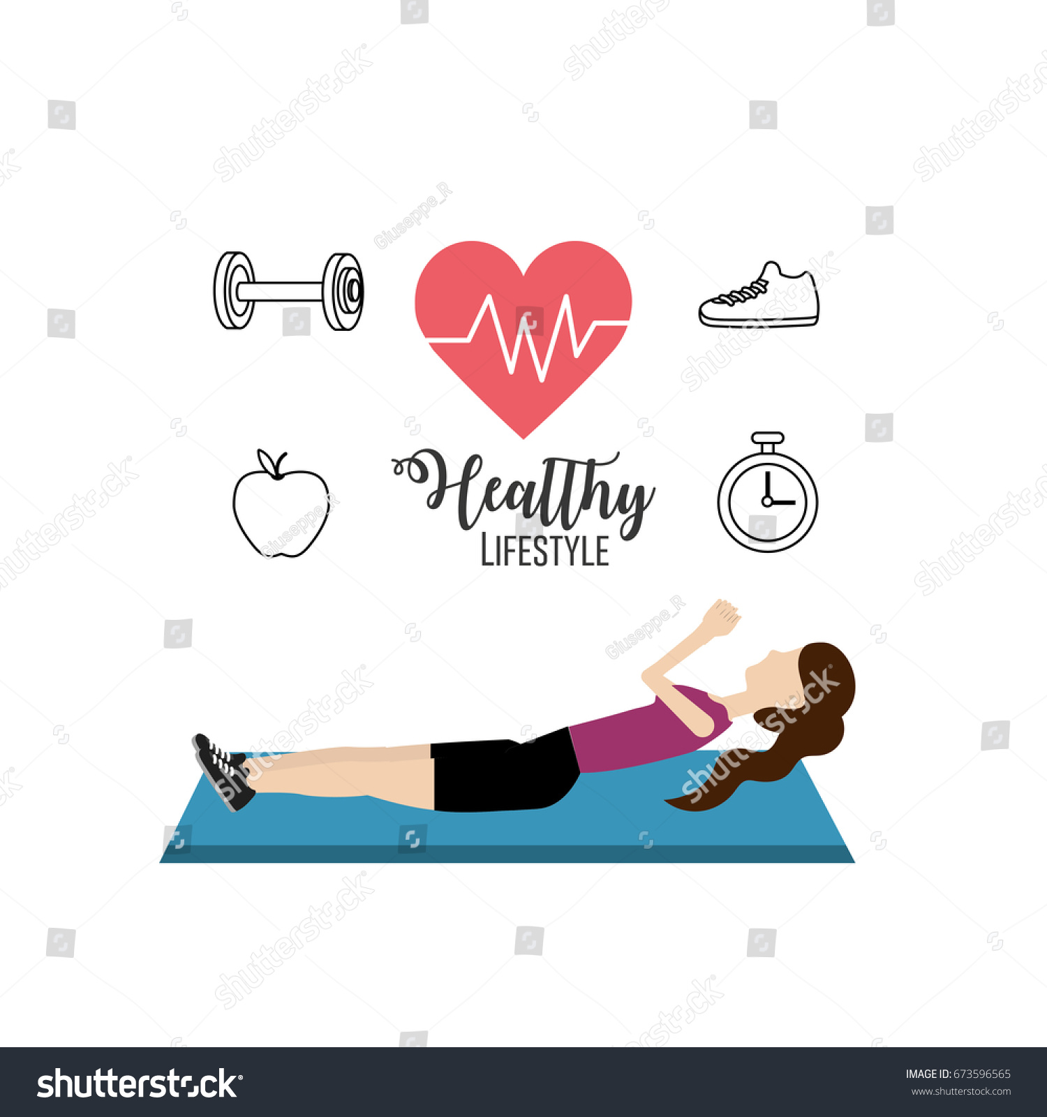 Woman Healthy Lifestyle To Do Exercise Royalty Free Stock Vector