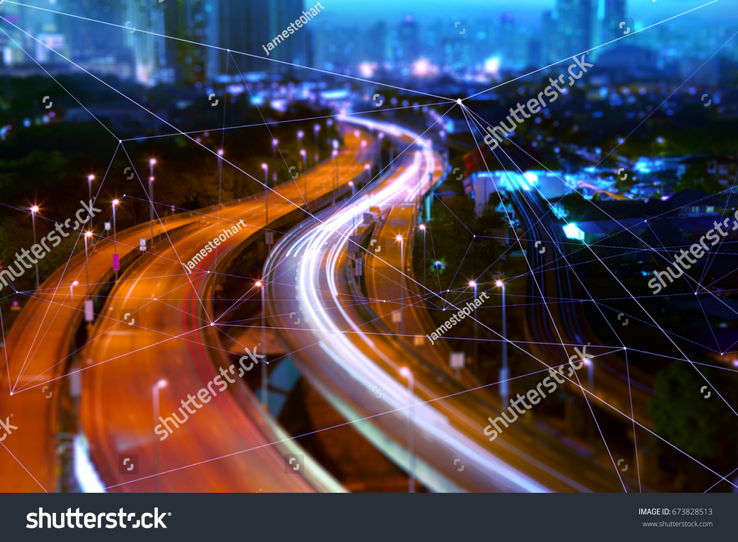 Morden city and smart transportation and intelligent communication network of things ,wireless connection technologies for business . #673828513