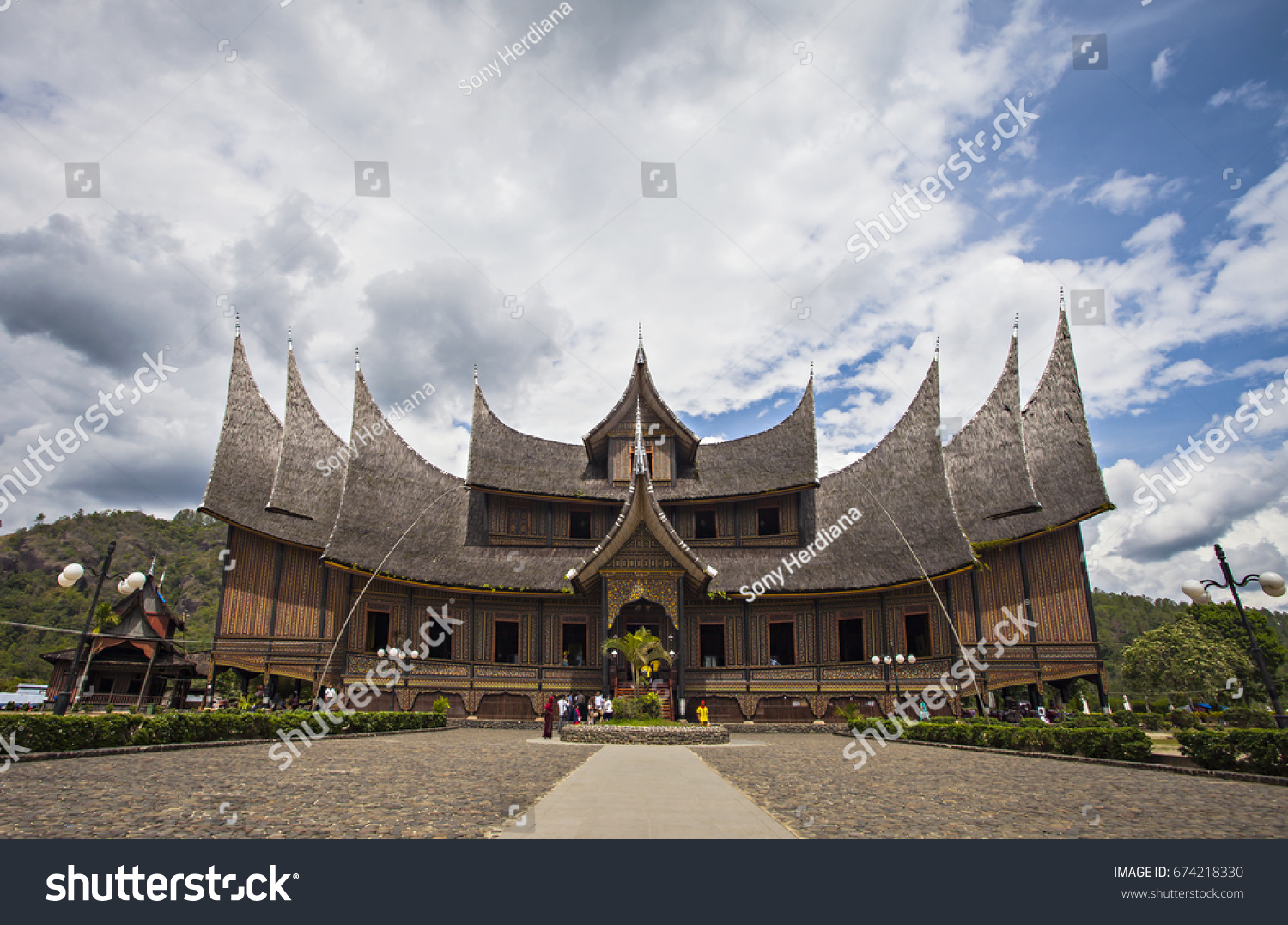 The Famous Istano Baso Pagar Ruyung, a Palace, heritage building with traditional Minangkabau design, a tourist destination in Tanah Datar, West Sumatera, Indonesia #674218330