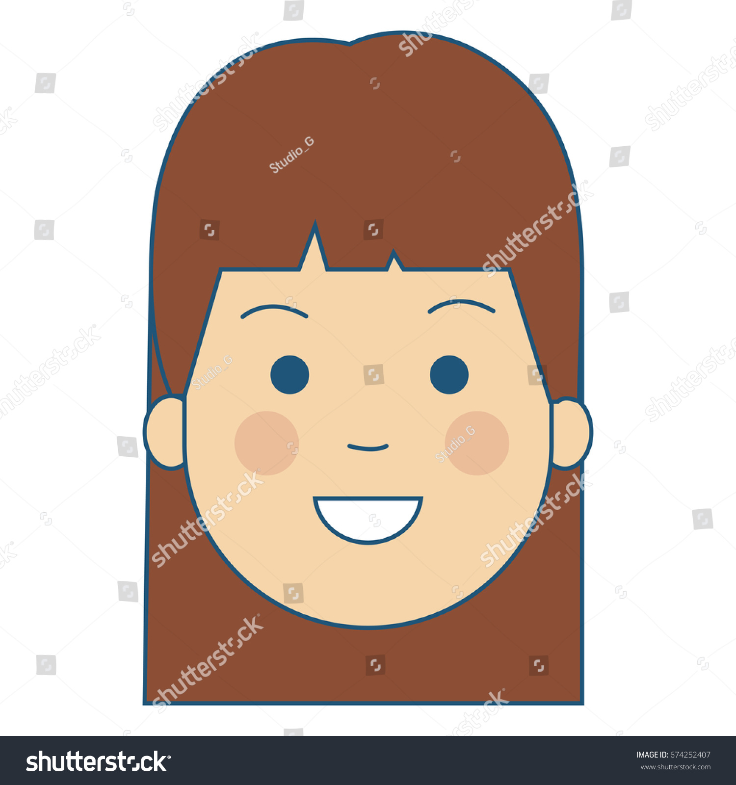 beautiful and young woman head - Royalty Free Stock Vector 674252407 ...