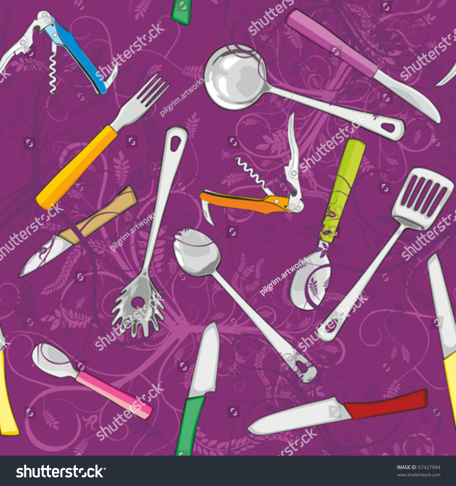 fully editable vector illustration seamless with kitchen tools #67427944