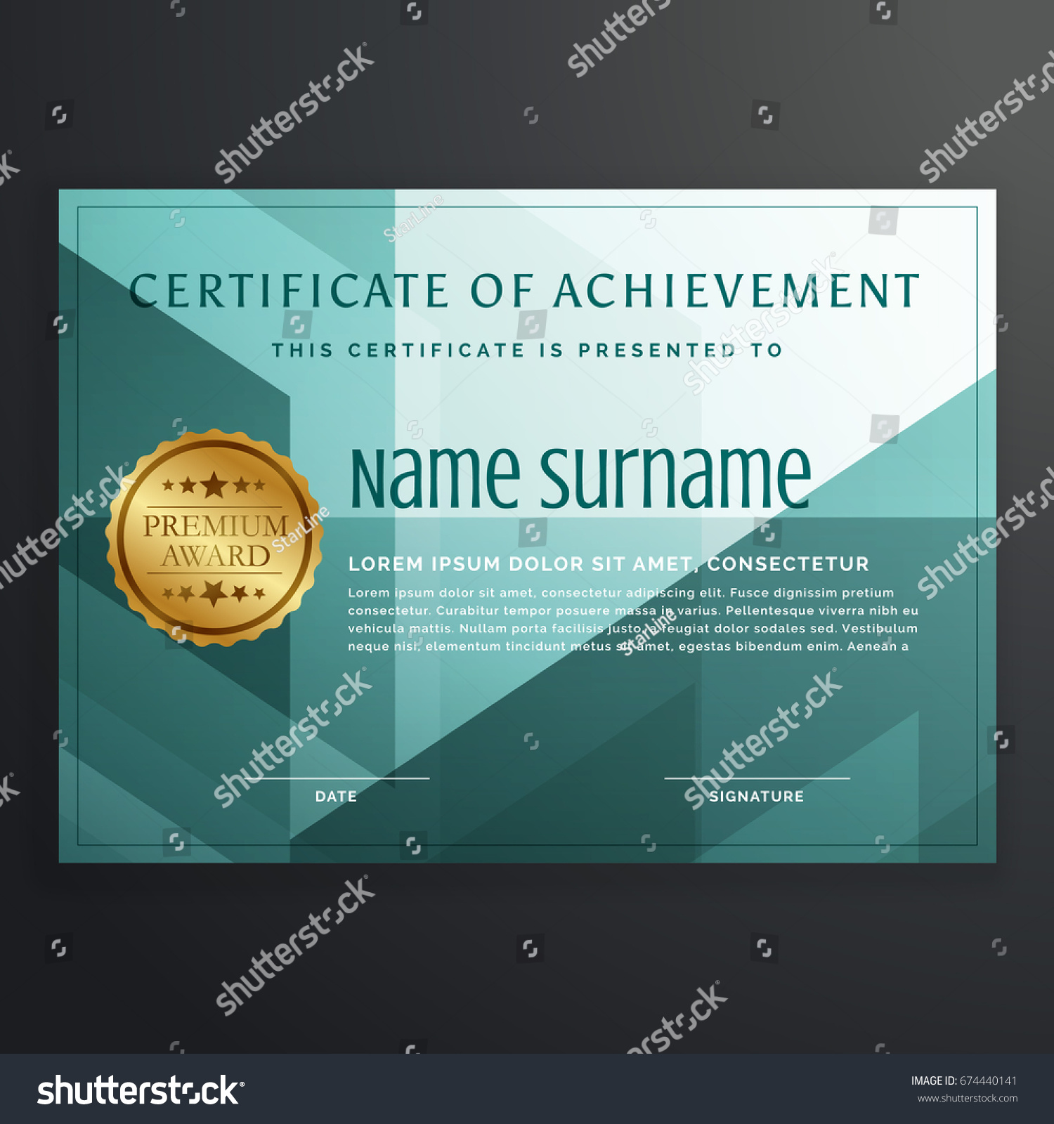 modern award certificate template design in - Royalty Free Stock Vector ...