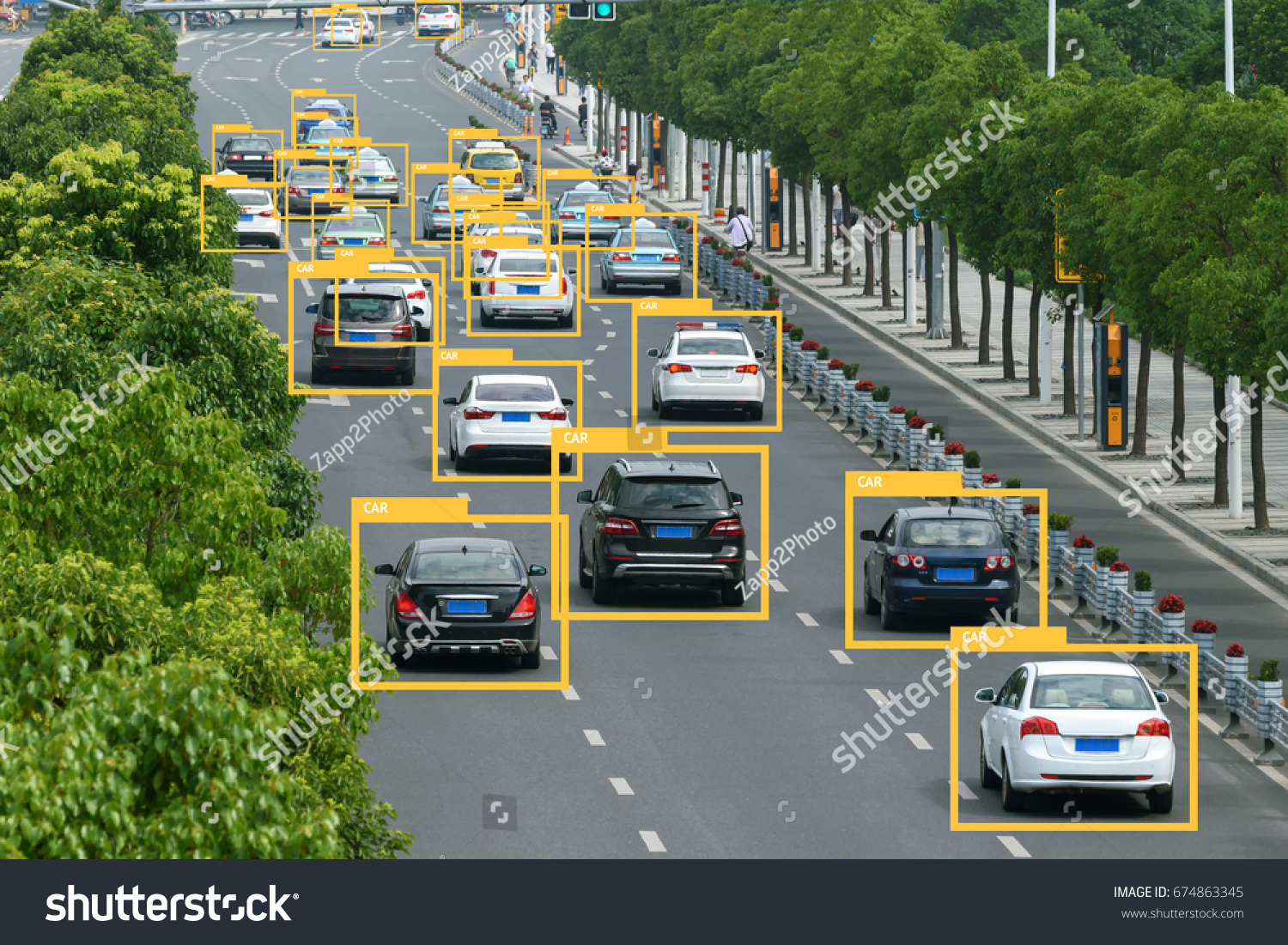 Machine learning analytics identify vehicles technology , Artificial intelligence concept. Software ui analytics and recognition cars vehicles in city.
 #674863345