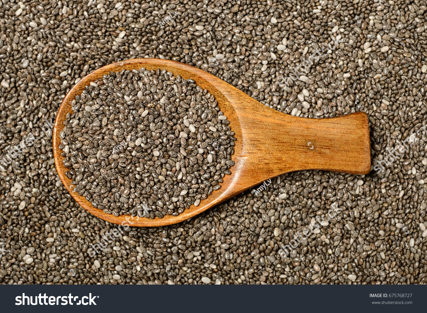 food background of chia seeds, top view #675768727