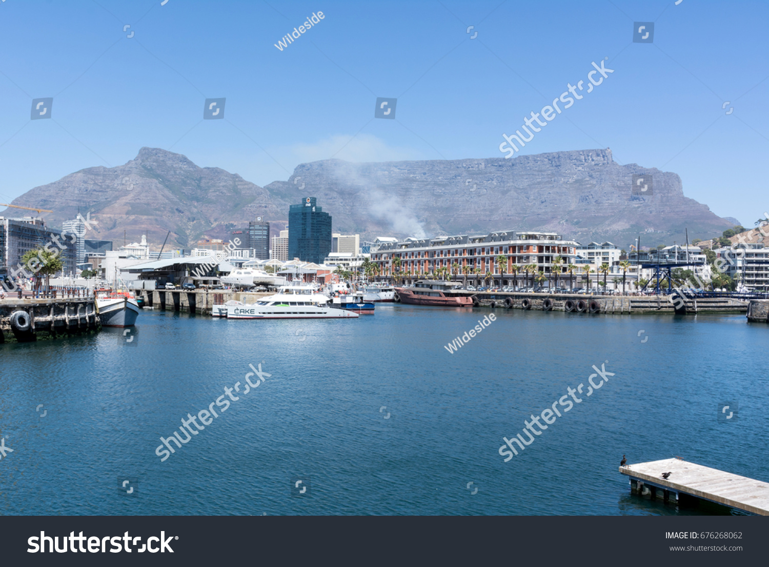 Cape Town, South Africa - March 02, 2017: Cape Town Harbour with Table Mountain in background #676268062