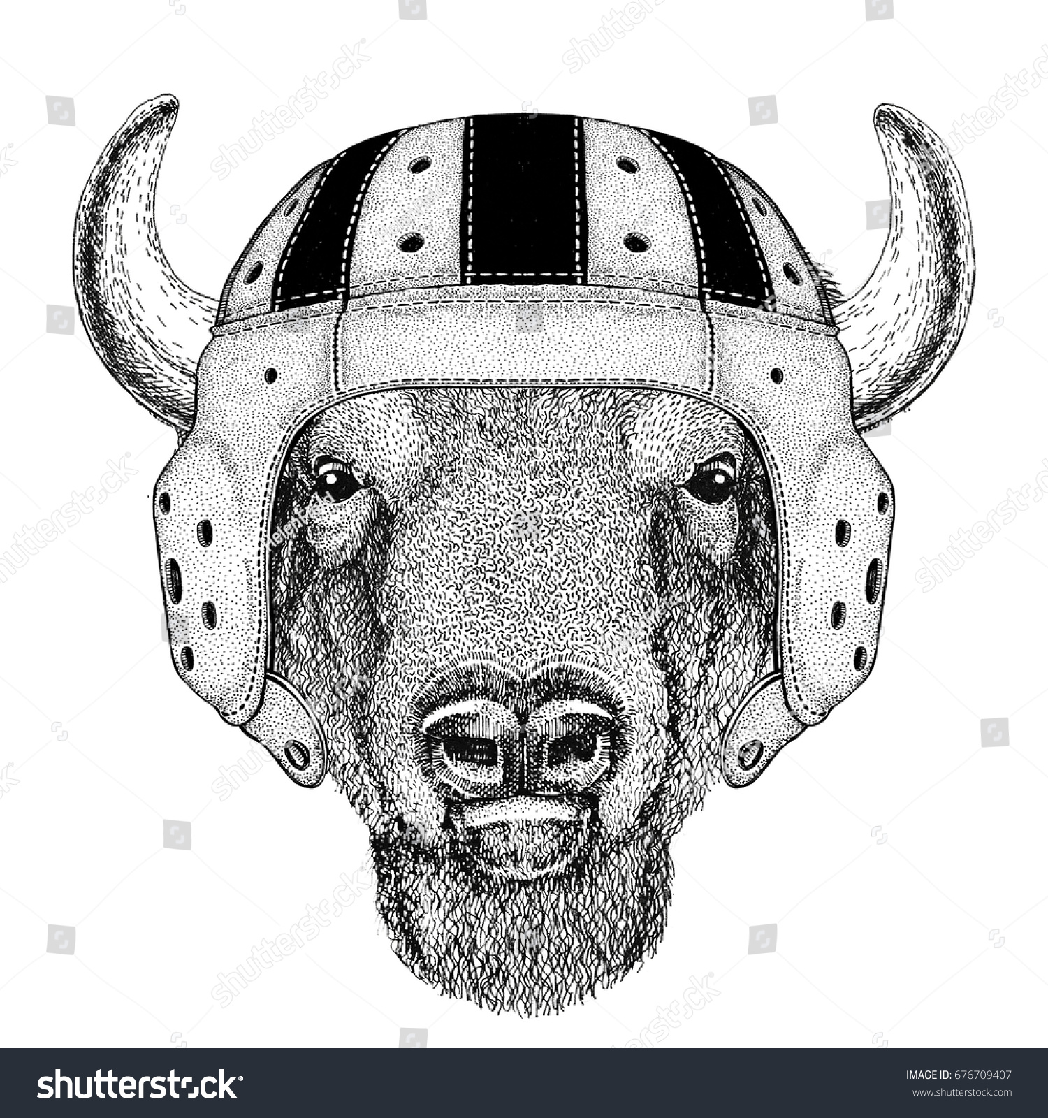 Buffalo, bison,ox, bull Wild animal wearing - Royalty Free Stock Photo ...