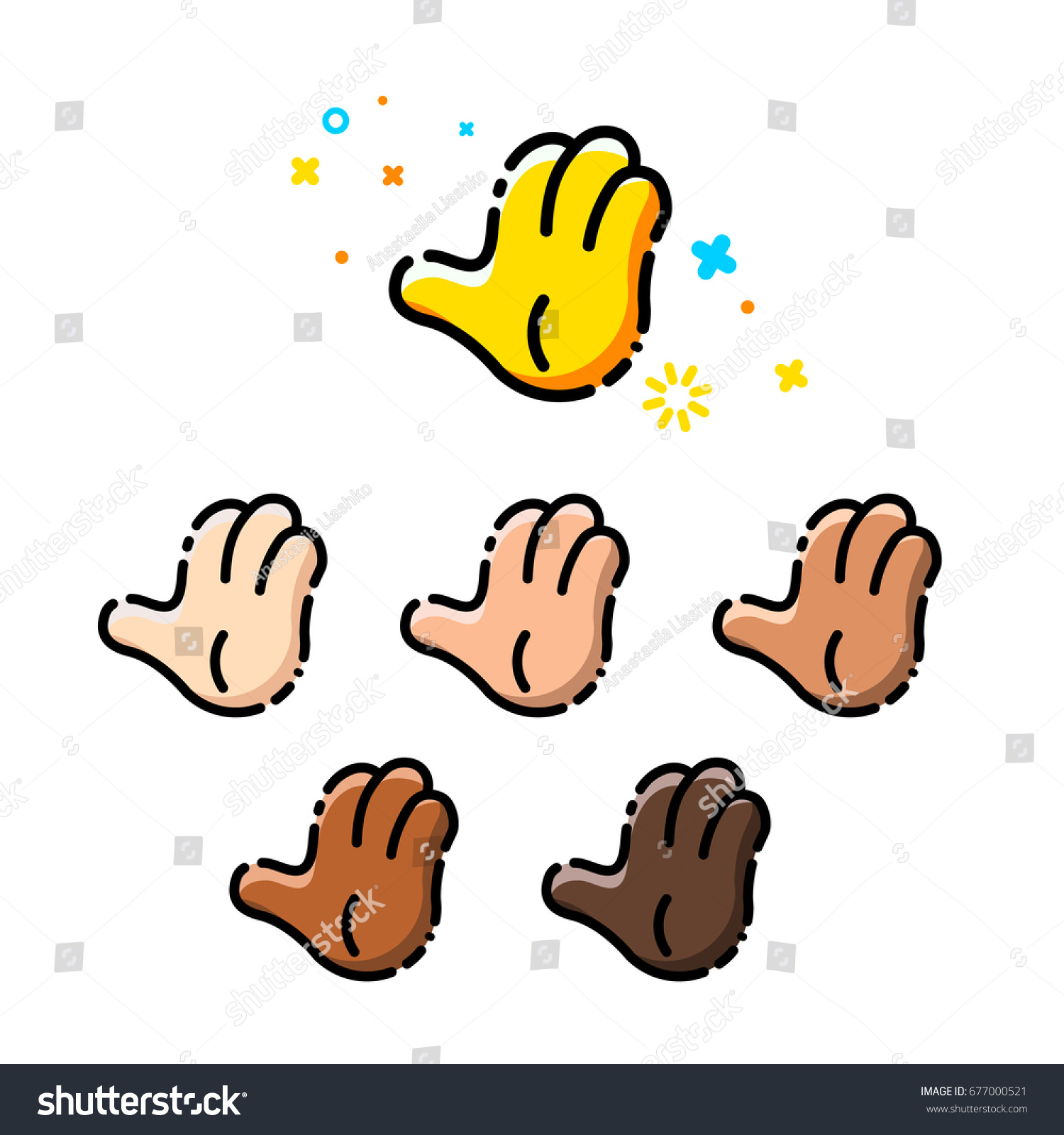 Trendy flat line emoji icon pack. Vector hand - Royalty Free Stock ...