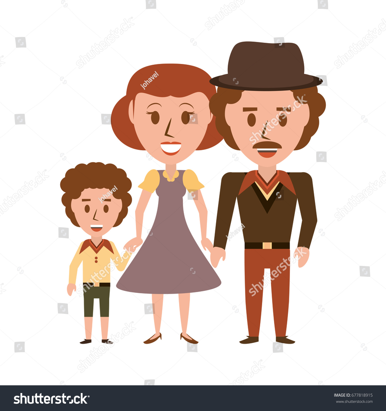 Retro family cartoon - Royalty Free Stock Vector 677818915 - Avopix.com