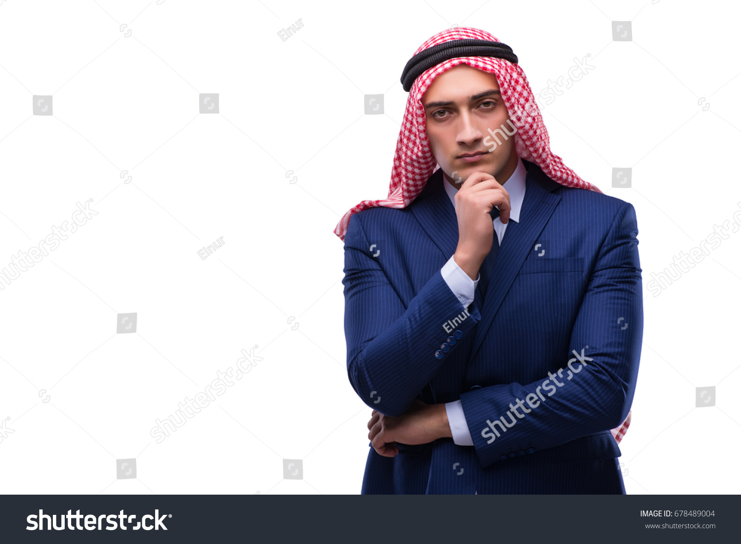 Arab businessman isolated on the white background #678489004