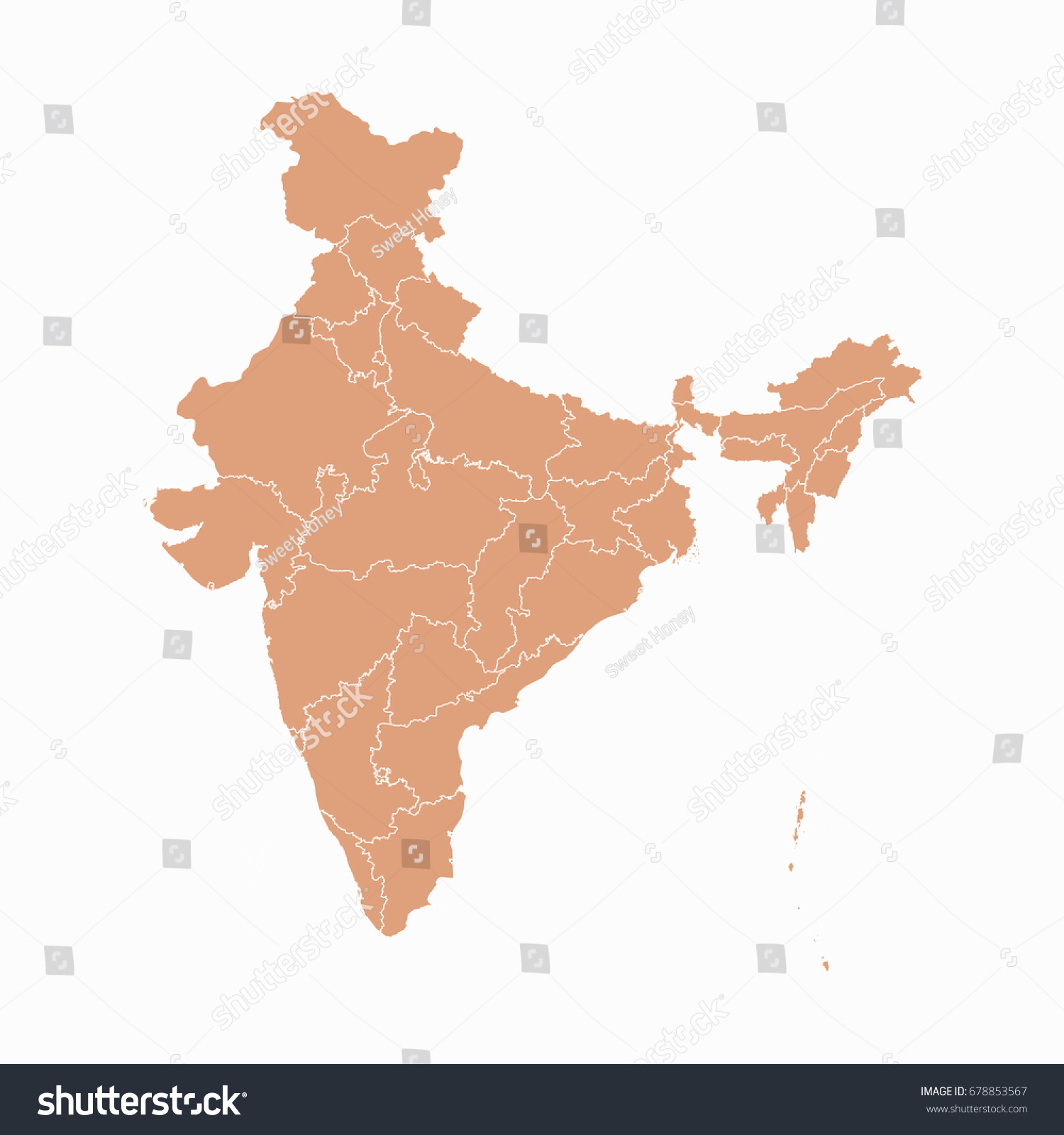 Map-India map. Each city and border has - Royalty Free Stock Vector ...