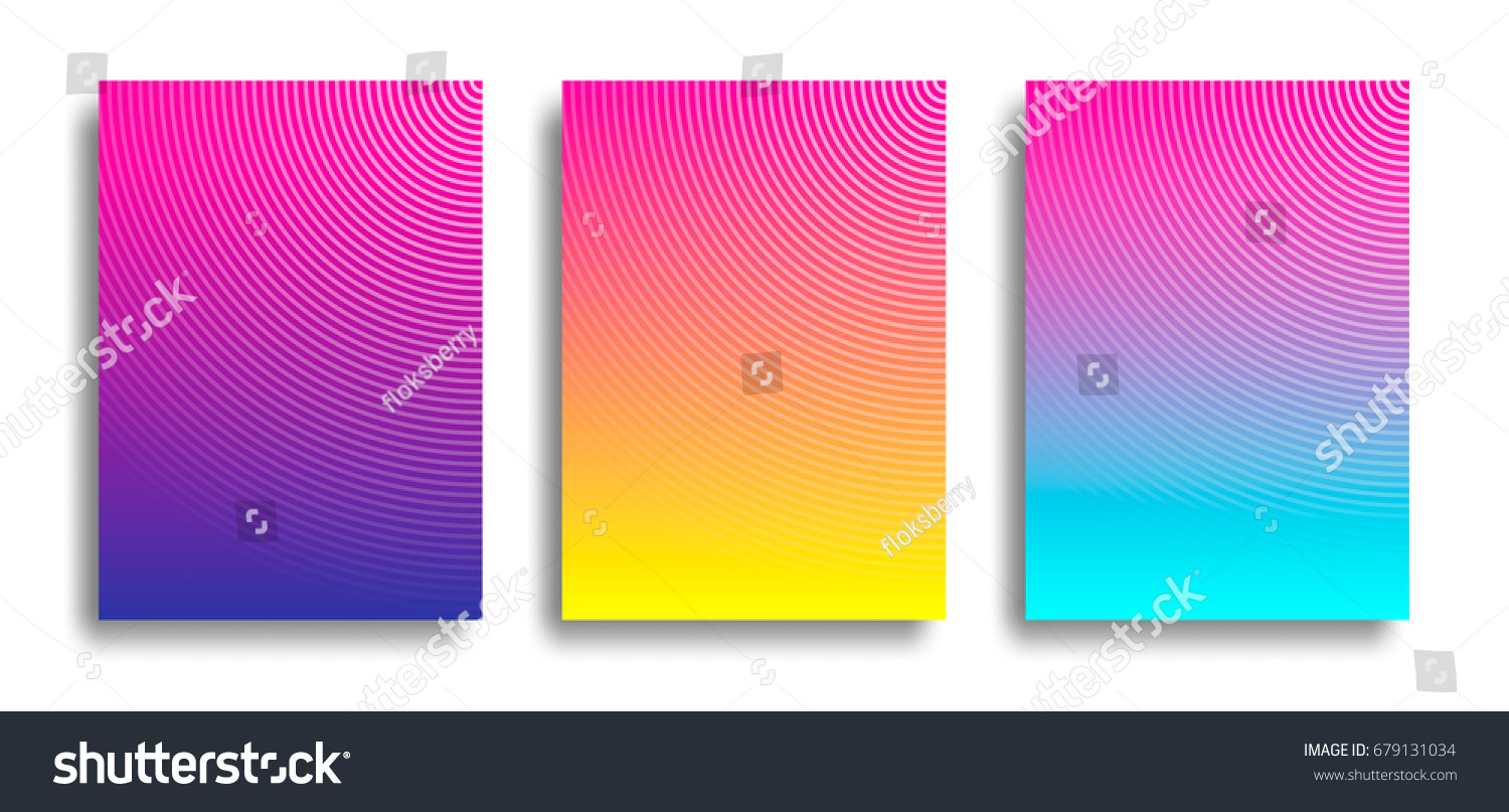 Set of Three Bright Geometric Vector Background. Contrast Creative Illustration with Radial Lines for Posters, Ads, Banners, Wallpapers and Covers. 