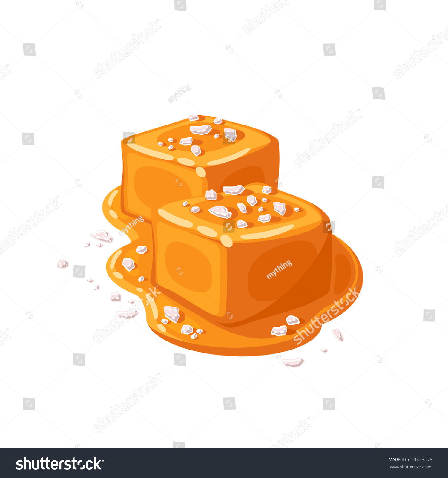 Piece of salted caramel .Vector illustration flat icon isolated on white. #679323478