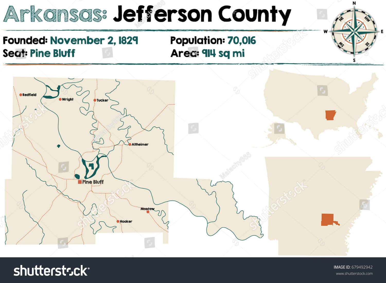 Large and detailed map of Arkansas - Jefferson - Royalty Free Stock ...