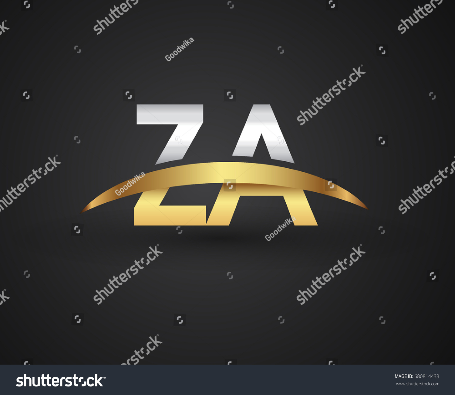 ZA Initial Logo Company Name Colored Gold And Royalty Free Stock