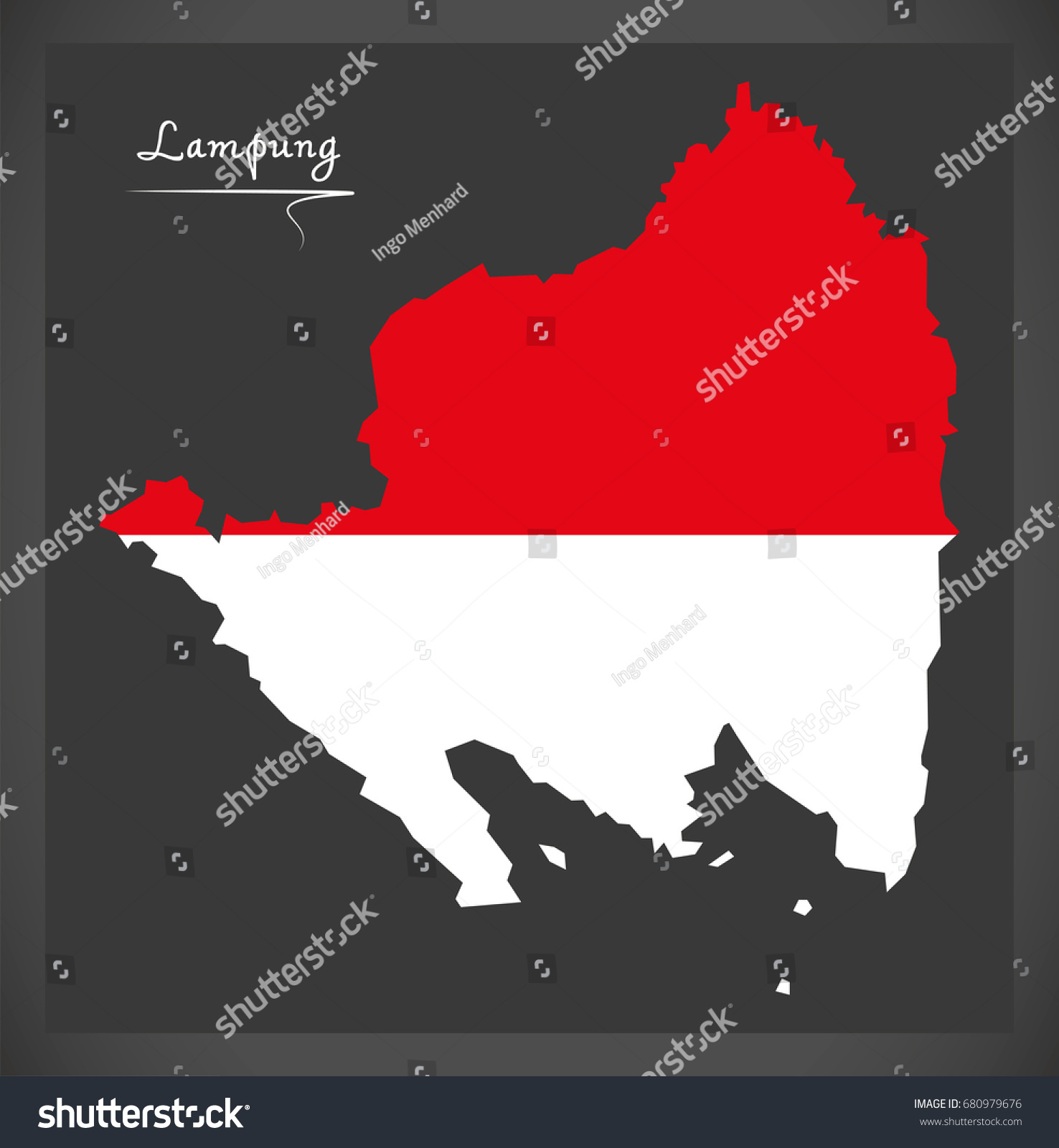 Lampung Indonesia map with Indonesian national - Royalty Free Stock ...