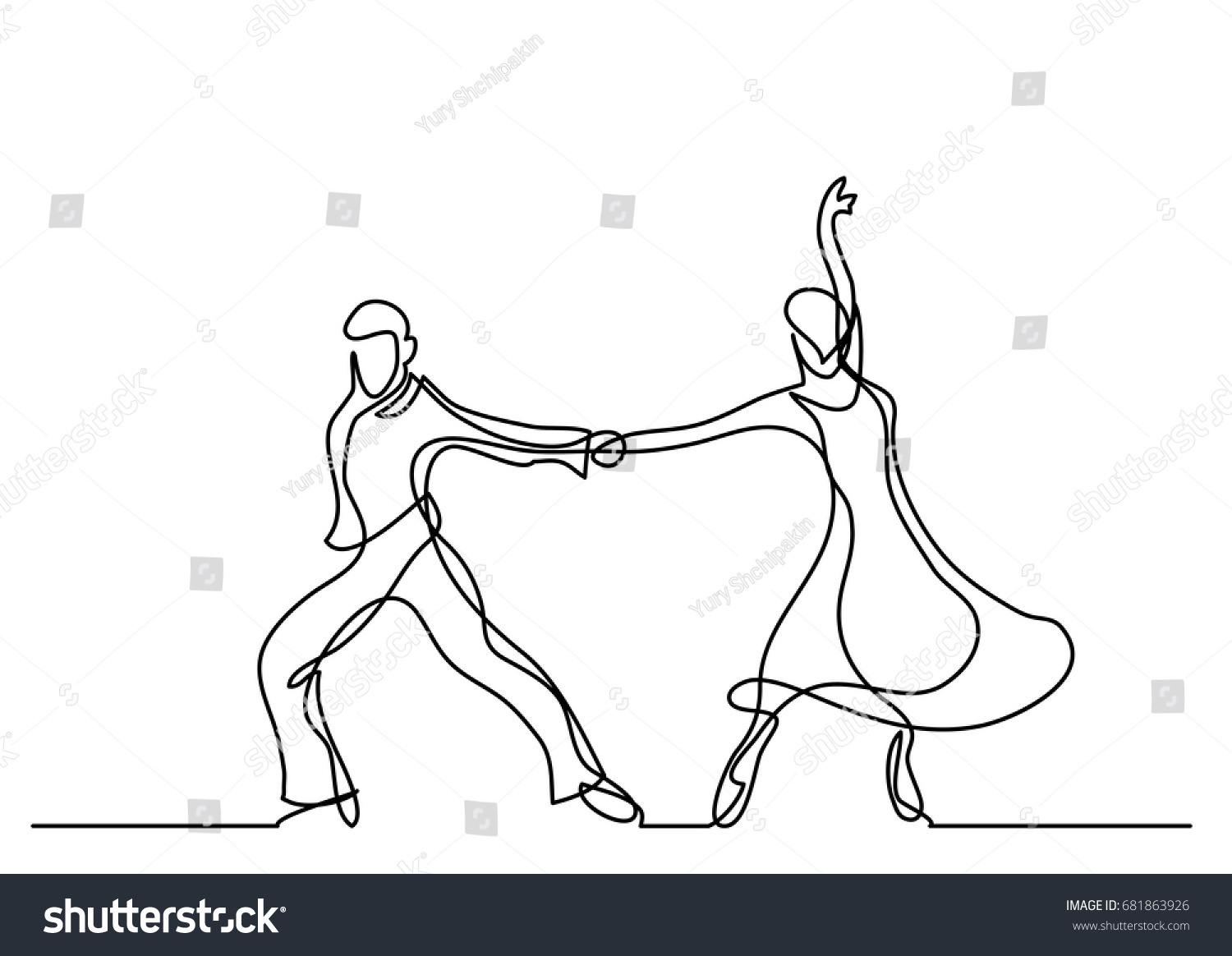 continuous line drawing of dancing couple #681863926