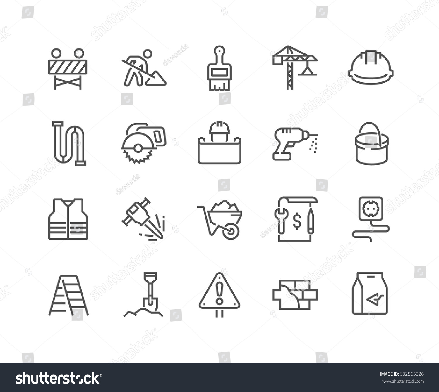 Simple Set of Construction Related Vector Line Icons. 
Editable Stroke. 48x48 Pixel Perfect.