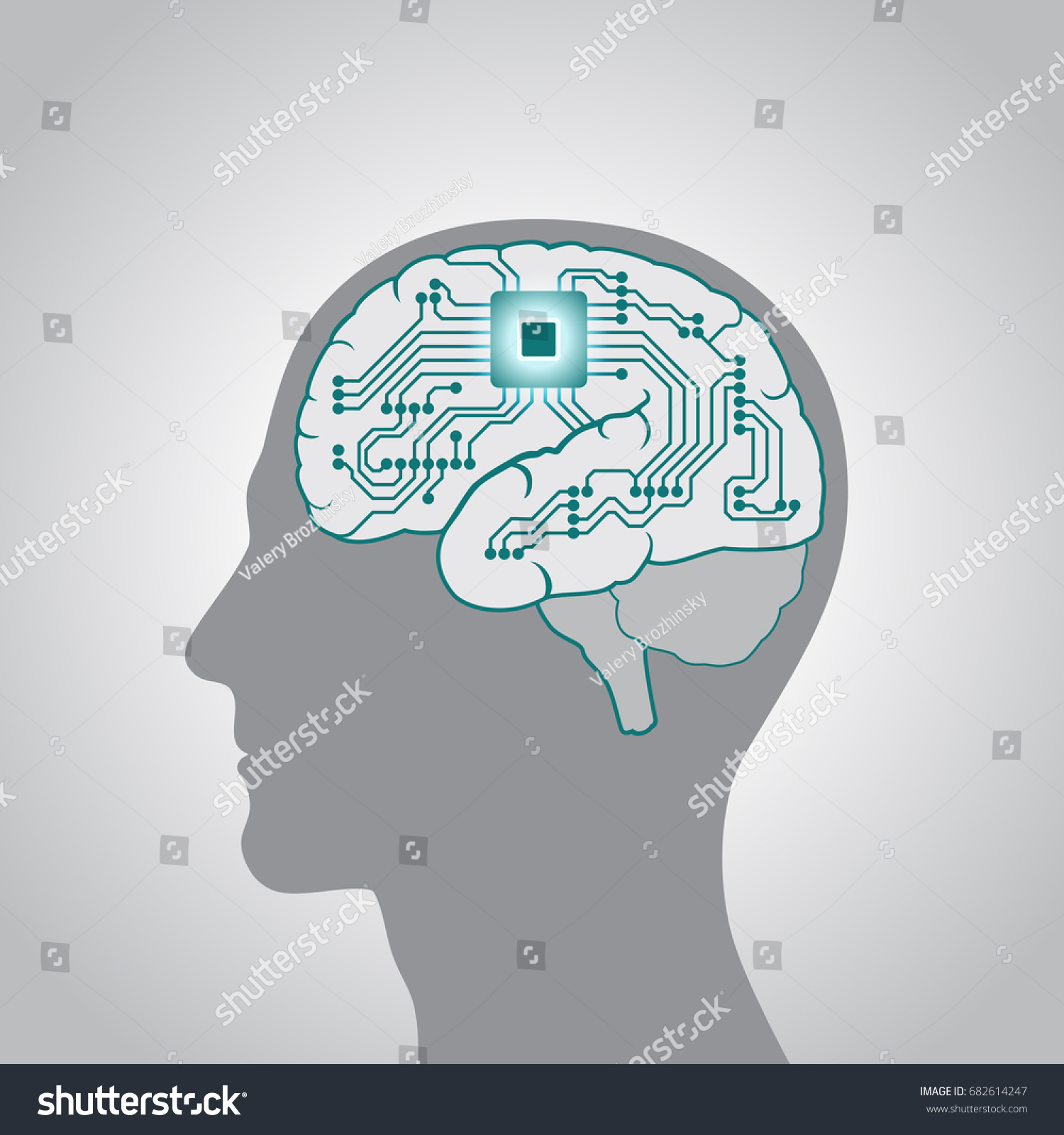 The CPU is installed in the brain, replacing, - Royalty Free Stock ...