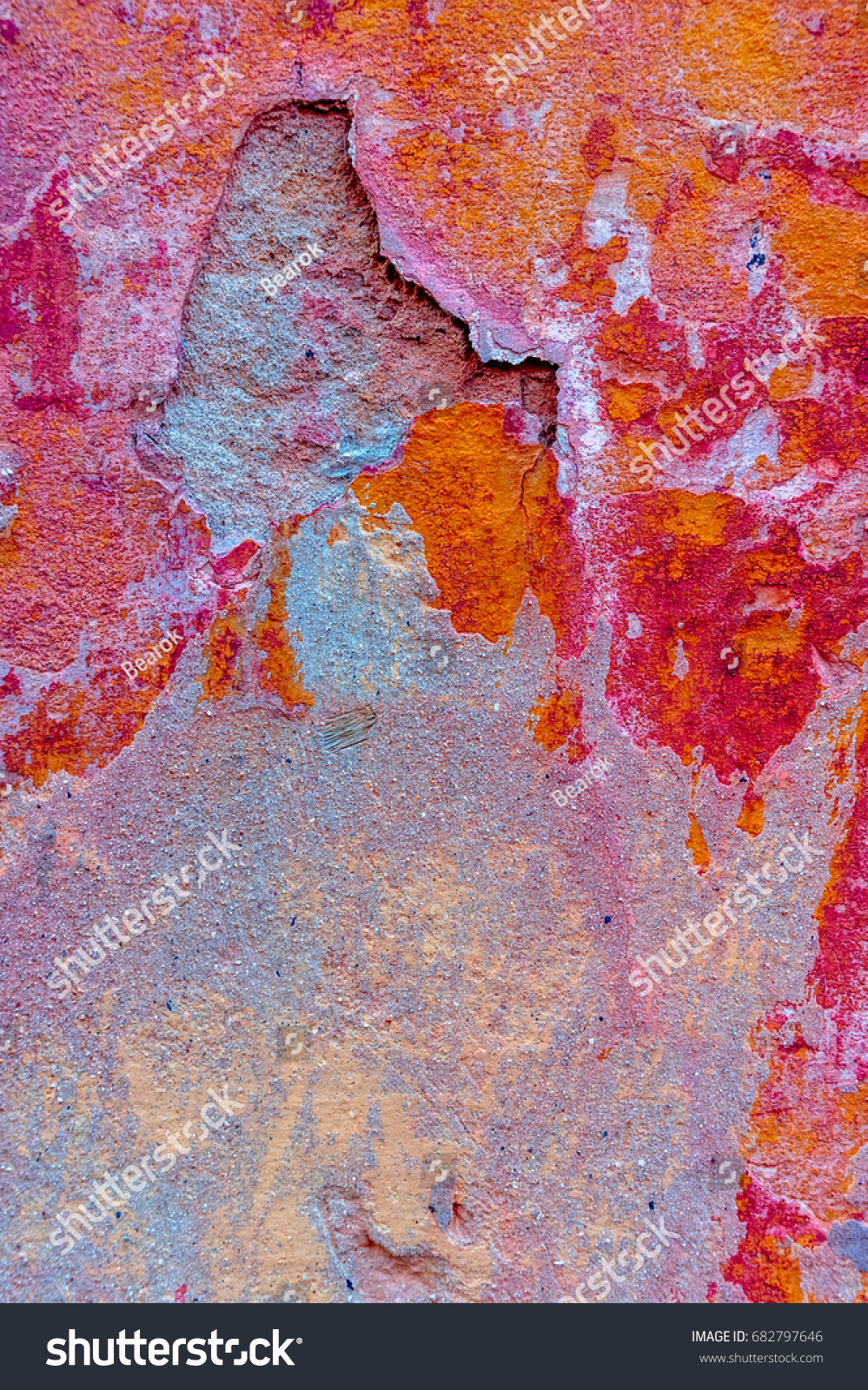 Color abstract wall texture for design. Place for text. Cracks and paint. Classic background. #682797646