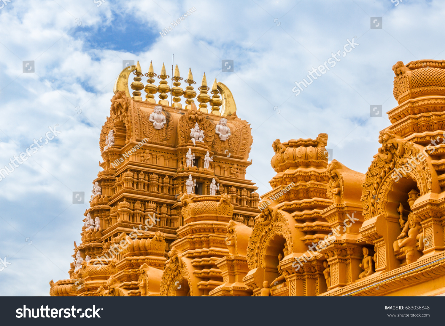 The gopuram tower at the famous temple of Srikanthesvara at Nanjangud, South India. #683036848