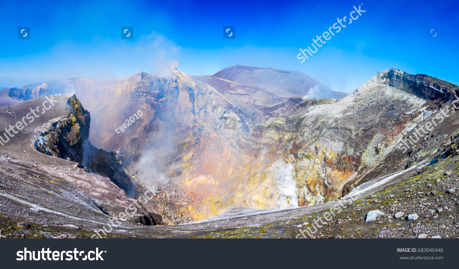 Mount Etna, Sicily -  Tallest active volcano of Europe 3329 m in Italy. #683040448