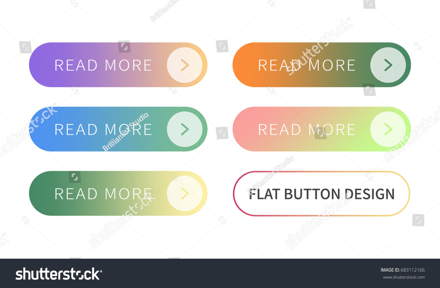 Call to action buttons set flat design ; Read more Button.Vector illustration buttons with colorful gradient or color transition for your brilliant Web button, mobile devices, icons, banner & more. #683112166