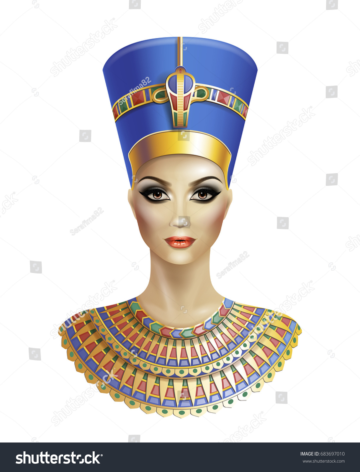 Egyptian queen Nefertiti isolated on white - Royalty Free Stock Vector ...